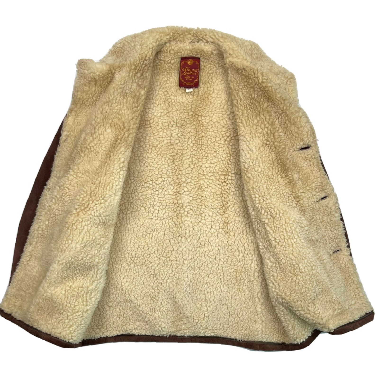 Vintage VINTAGE Ranch Leather Jacket - Suede Wool Sherpa Lined Coat, 90s USA Made, Brown, Size 40, Unisex Adults Size US XXS / EU 40 - 3 Thumbnail