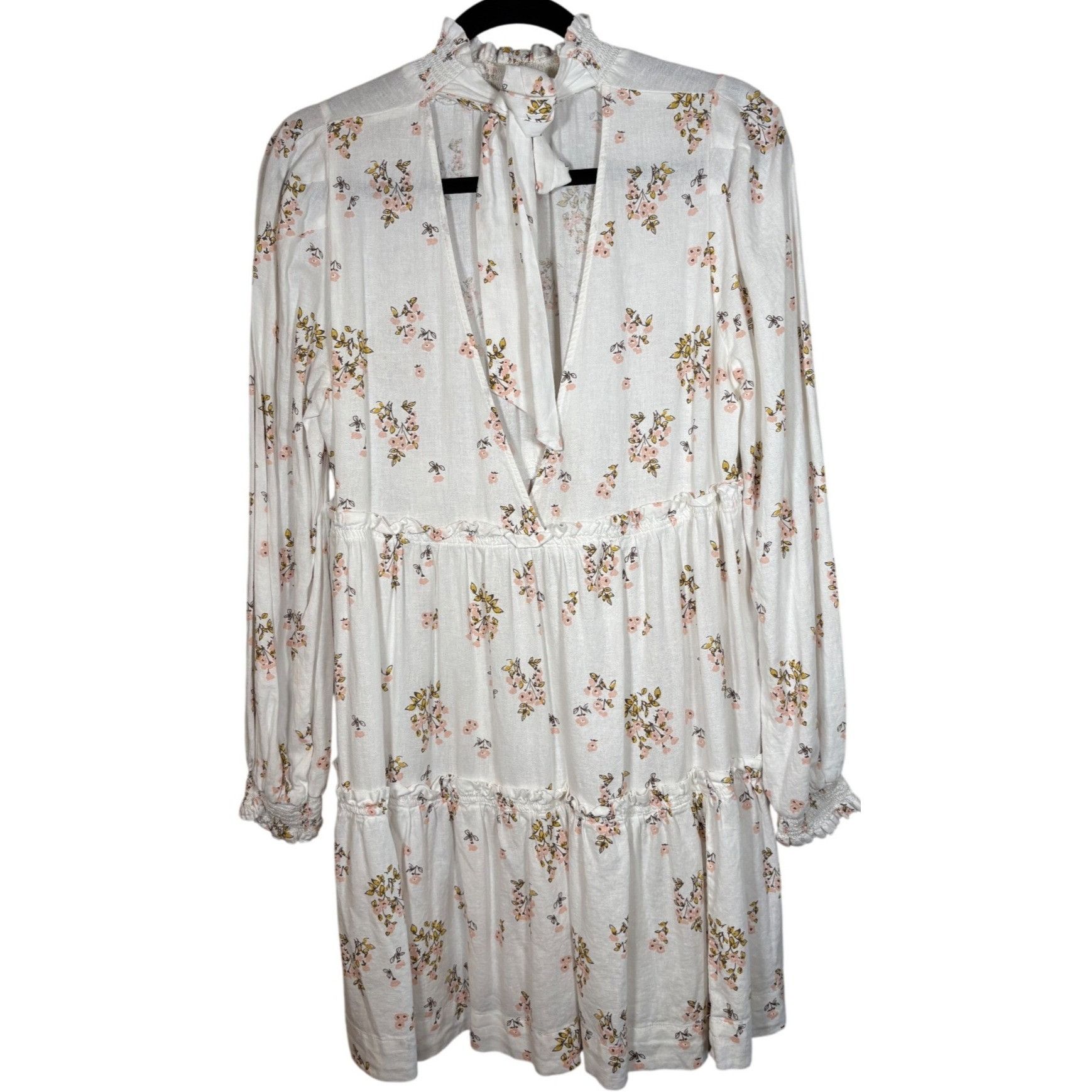 Free People Free People Women’s Mini Dress Ivory Floral Med High Neck Ti Size M / US 6-8 / IT 42-44 - 7 Thumbnail