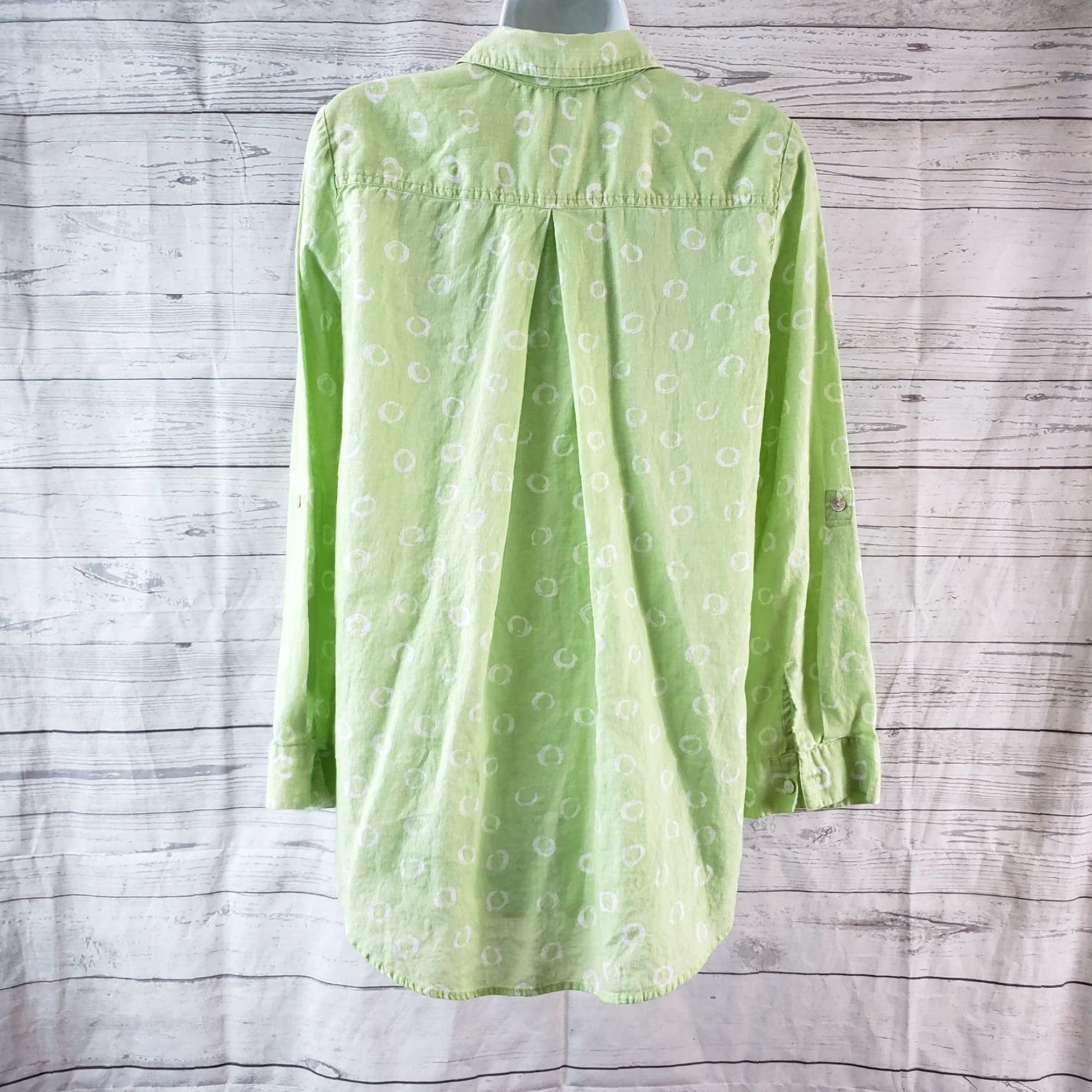 Vintage Chicos Women's Button Front Shirt Medium Green Linen Blend Long Sleeve Casual Vintage: No Size M / US 6-8 / IT 42-44 - 4 Thumbnail