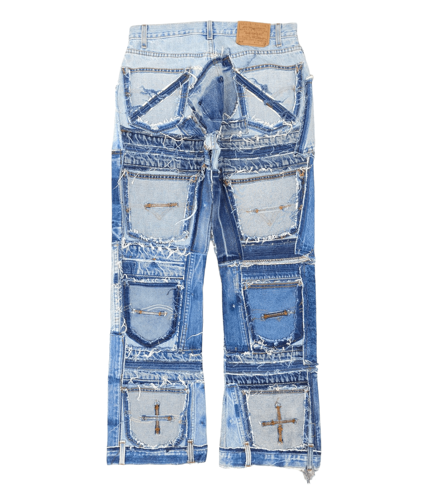 Japanese Brand × Levi's × Vintage 💎 34/32 Vintage Levi’s 505 Custom Patchwork Denim Jeans Size US 34 / EU 50 - 3 Thumbnail