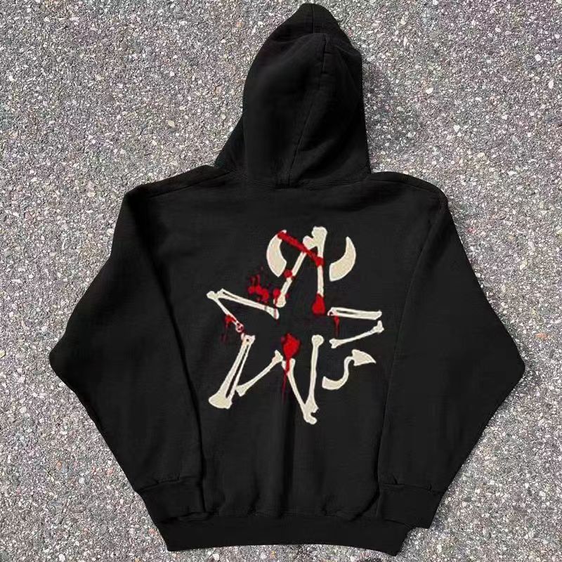 Japanese Brand Hip Hop Dark Style Pentagram Print L Hooded Sweatshirt Size US L / EU 52-54 / 3 - 3 Thumbnail