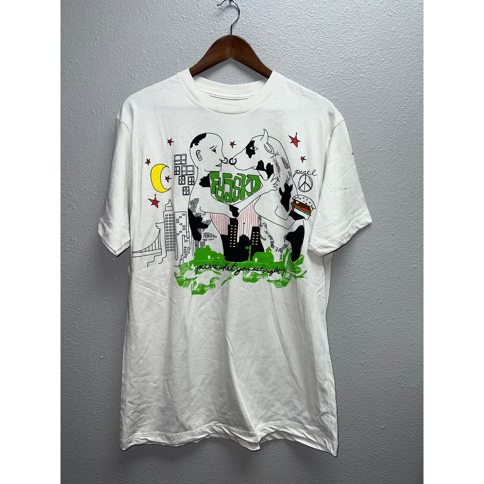 Band Tees Fyasko Shirt You Are What You Eat Cow Peace Vegetarian Tee L Size US L / EU 52-54 / 3 - 1 Thumbnail