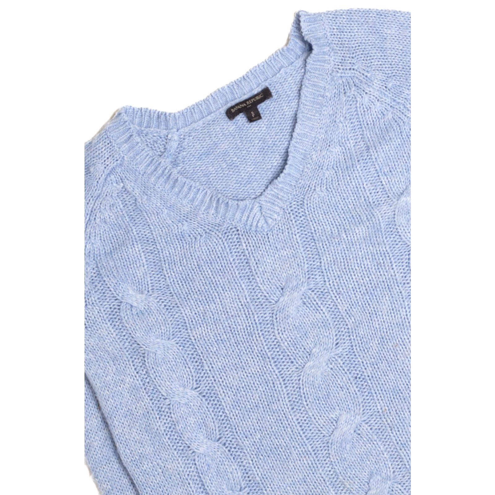 Banana Republic VINTAGE Banana Republic Fisherman Sweater Small Light Blue Cable Knit Size S / US 4 / IT 40 - 2 Thumbnail