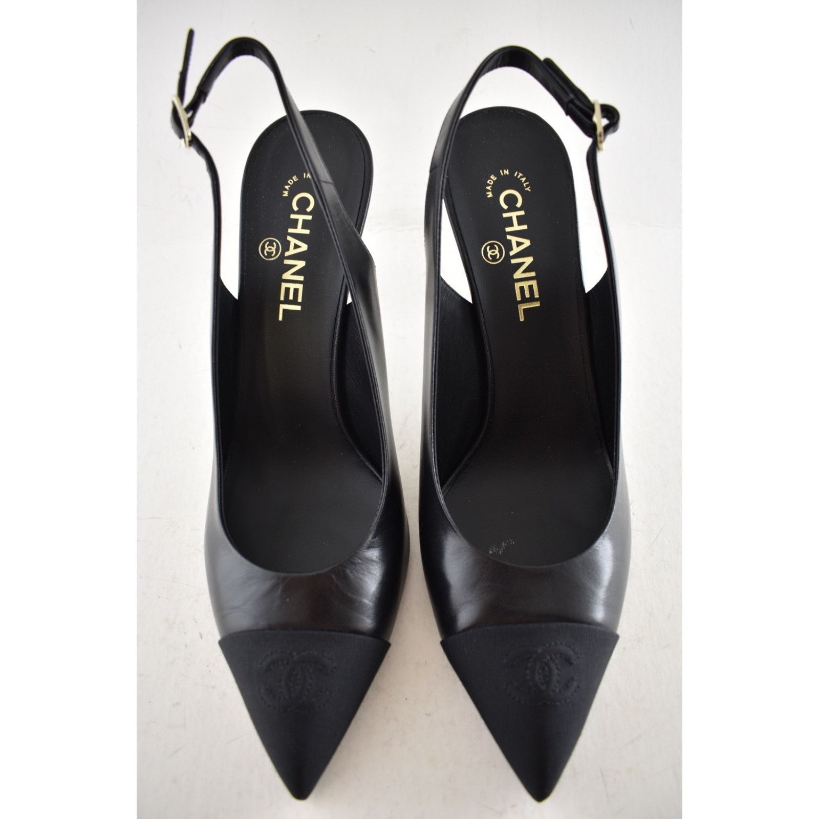 Chanel Chanel 24A Black Leather CC Logo Slingback Pump Size 42 Size US 12 / IT 42 - 6 Thumbnail