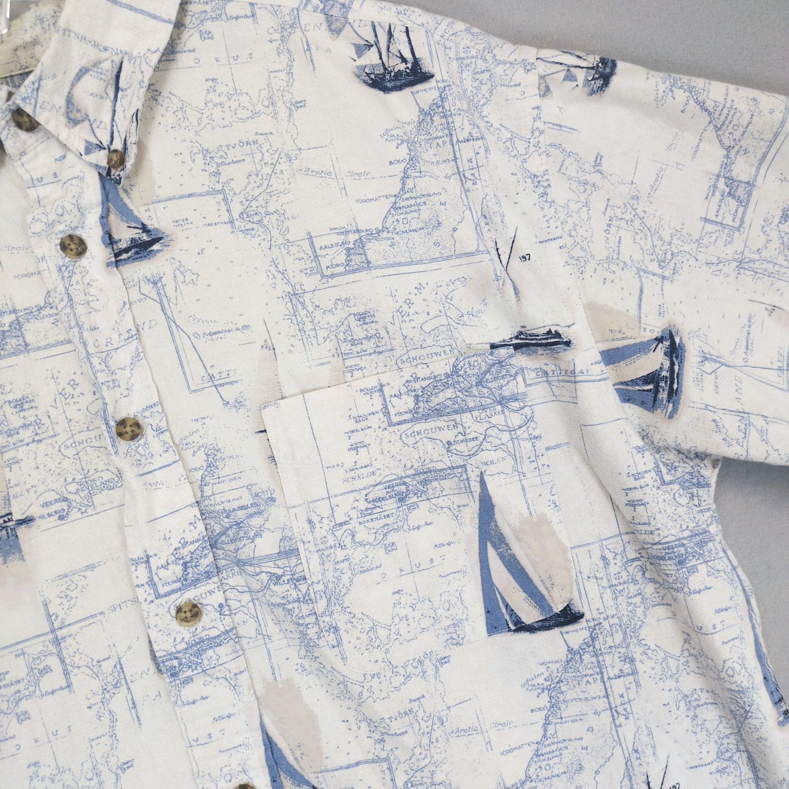 Puritan Vtg Puritan Men's L Nautical Short Sleeve Button Down Shirt Size US L / EU 52-54 / 3 - 6 Thumbnail