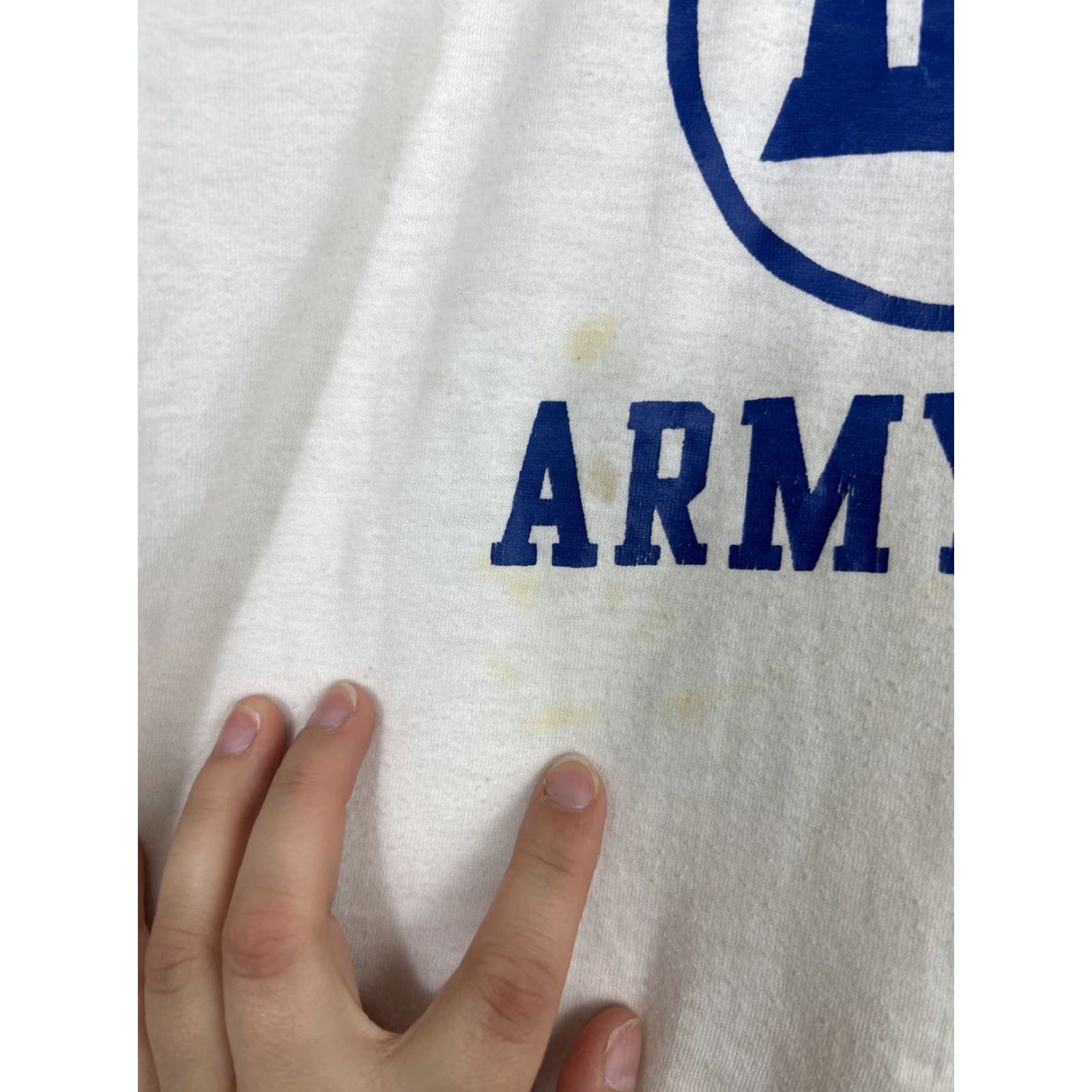 Vintage VINTAGE Short Sleeve T Shirt Creighton Army ROTC White Blue Mens S Small Single Stitch Army 90s? Size US S / EU 44-46 / 1 - 6 Thumbnail
