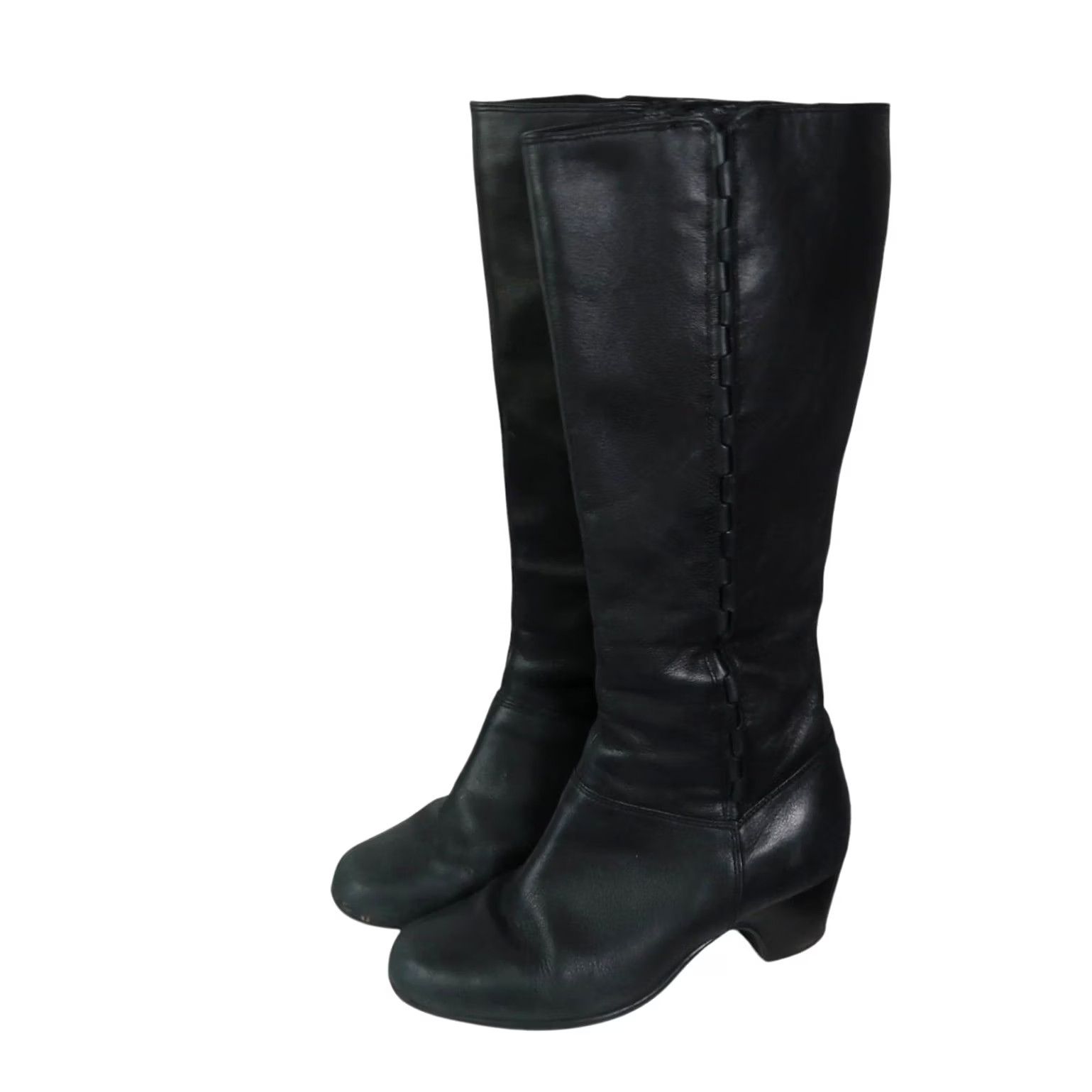Clarks Clarks Black Leather Heeled Knee High Boots 6.5 Wide Womens Boot Riding Zip 1.75" Heel 16" Height 15" Calf Casua l Fall Winter Spring Size US 7 / IT 37 - 4 Thumbnail