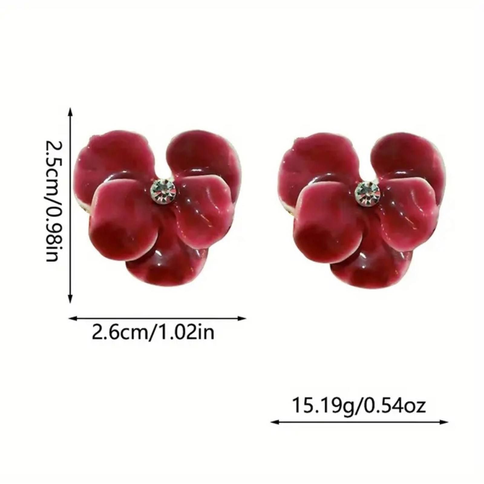 Designer Vintage Inspired Enamel Red Flower Petal Earrings Size ONE SIZE - 3 Thumbnail