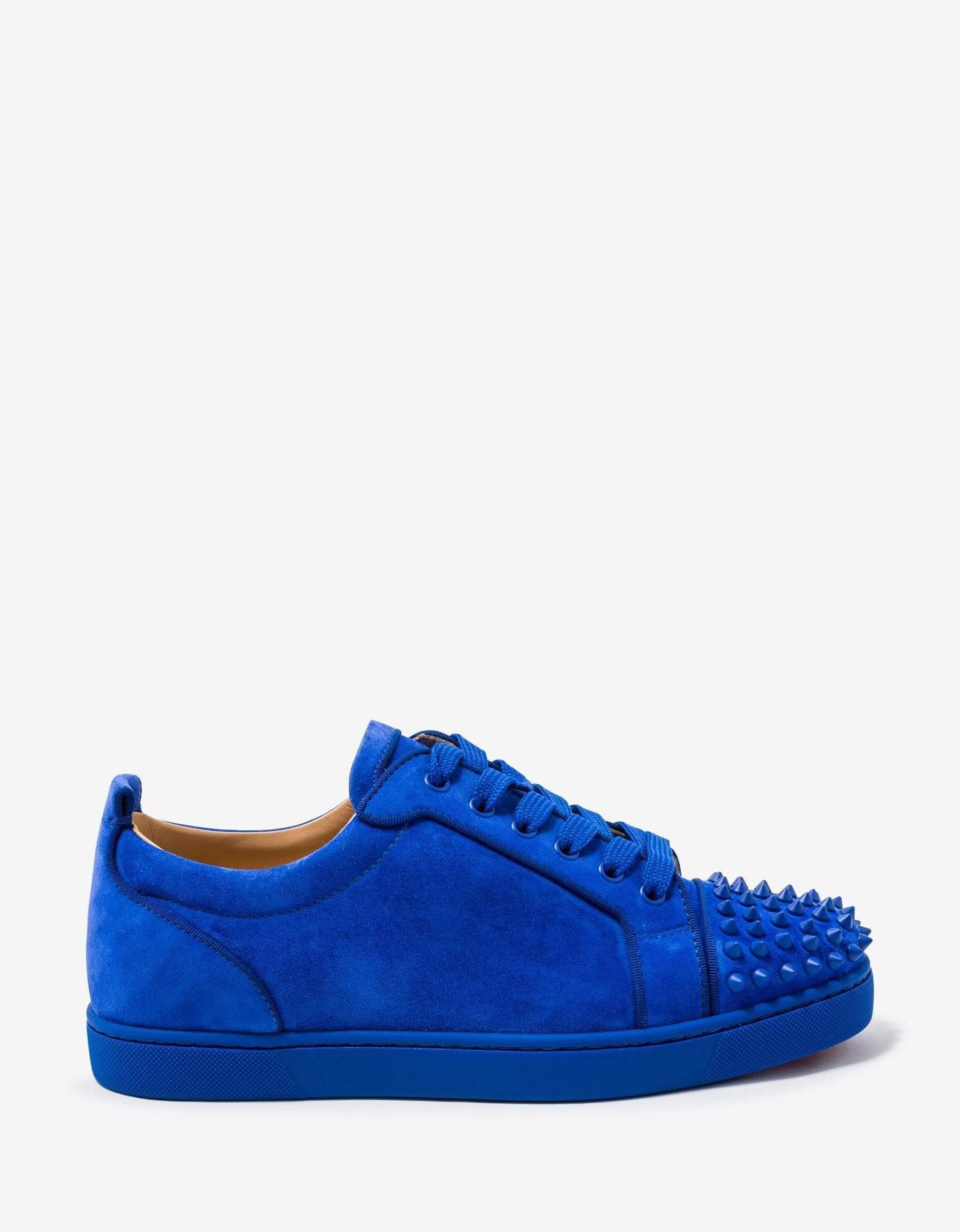 Christian Louboutin Louis Junior Spikes Orlato Blue Suede Trainers Size US 12 / EU 45 - 2 Thumbnail