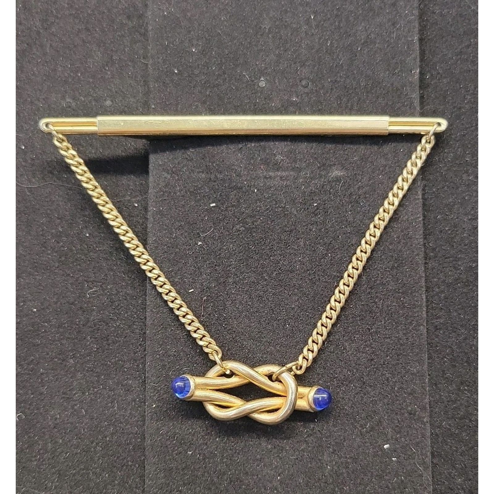 The Unbranded Brand Vintage SWANK Blue Forever Knot Adjustable Tie Tack Clip Bar Size ONE SIZE - 1 Thumbnail