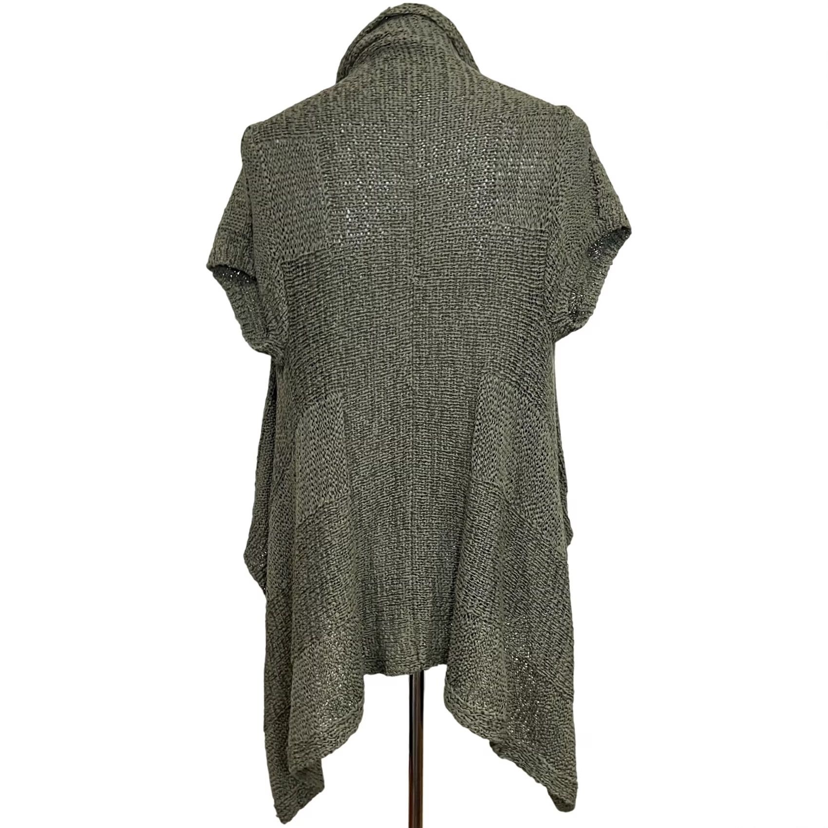 Vintage Elena Solano Cardigan Sweater Green Short Sleeve Open Front Loose Knit Womens 1X Size XL / US 12-14 / IT 48-50 - 4 Thumbnail