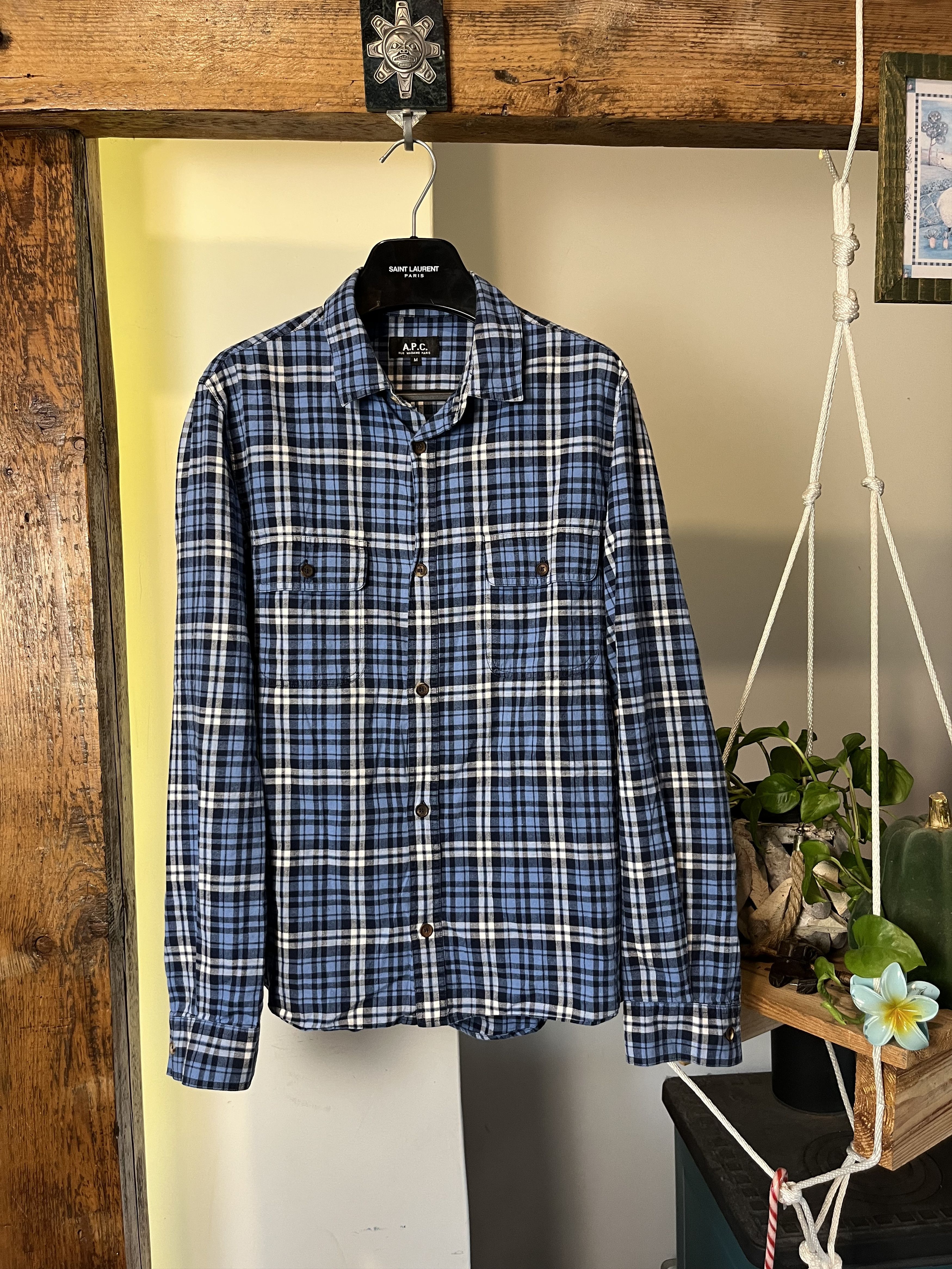 A.P.C. × Designer A.P.C Checked Blue Cotton Shirt Size US M / EU 48-50 / 2 - 1 Thumbnail