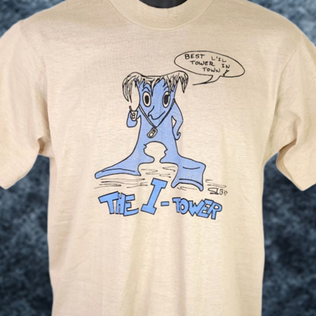 Vintage VINTAGE The I Tower T Shirt Mens Size Medium 80s 1989 Best Lil Tower Made In USA Beige Cotton Crew Neck Short Sleeve Shirts Mens Size US M / EU 48-50 / 2 - 1 Thumbnail
