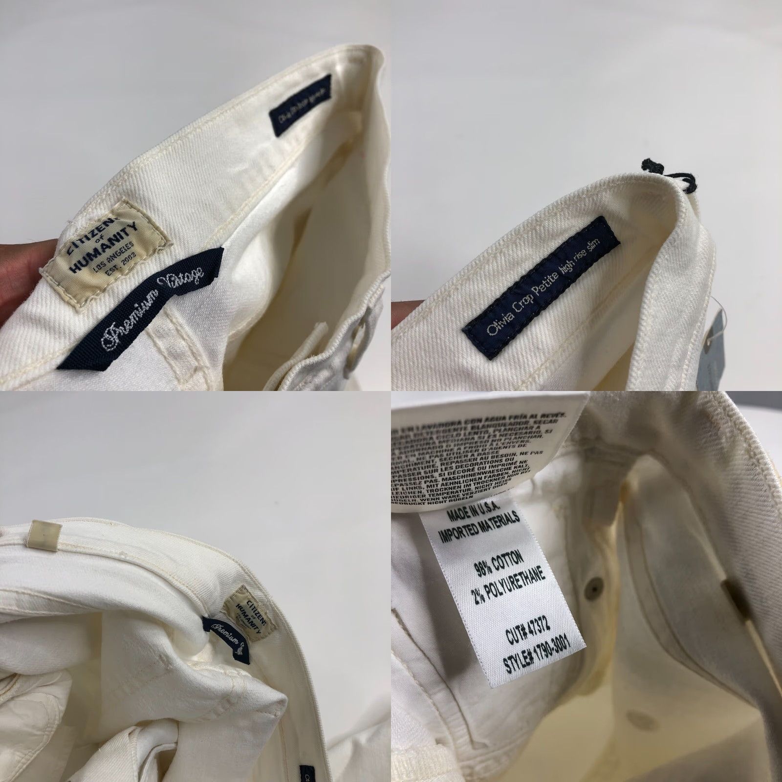 Citizens Of Humanity VINTAGE Citizens of Humanity Jeans Olivia High Rise Slim Crop Button Fly 27 28W 24L Womens White 5-Pocket Denim Jeans Size 27" / US 4 / IT 40 - 8 Thumbnail