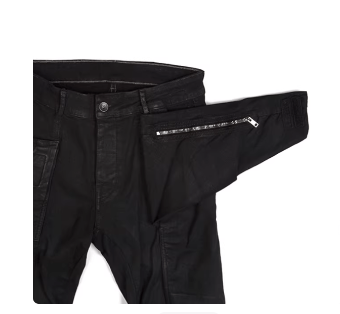 Rick Owens Drkshdw Rick Owens Men's Black Coated Cargo Skinny Jeans Size US 28 / EU 44 - 2 Thumbnail