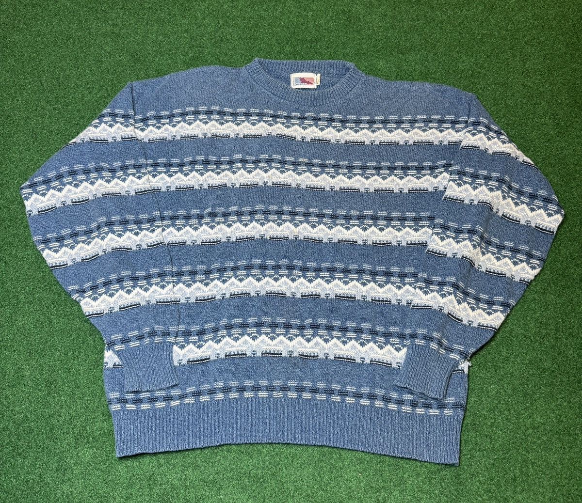 Vintage Vintage 90s American Spirit Blue Stripped Knit Sweater Size US L / EU 52-54 / 3 - 1 Thumbnail