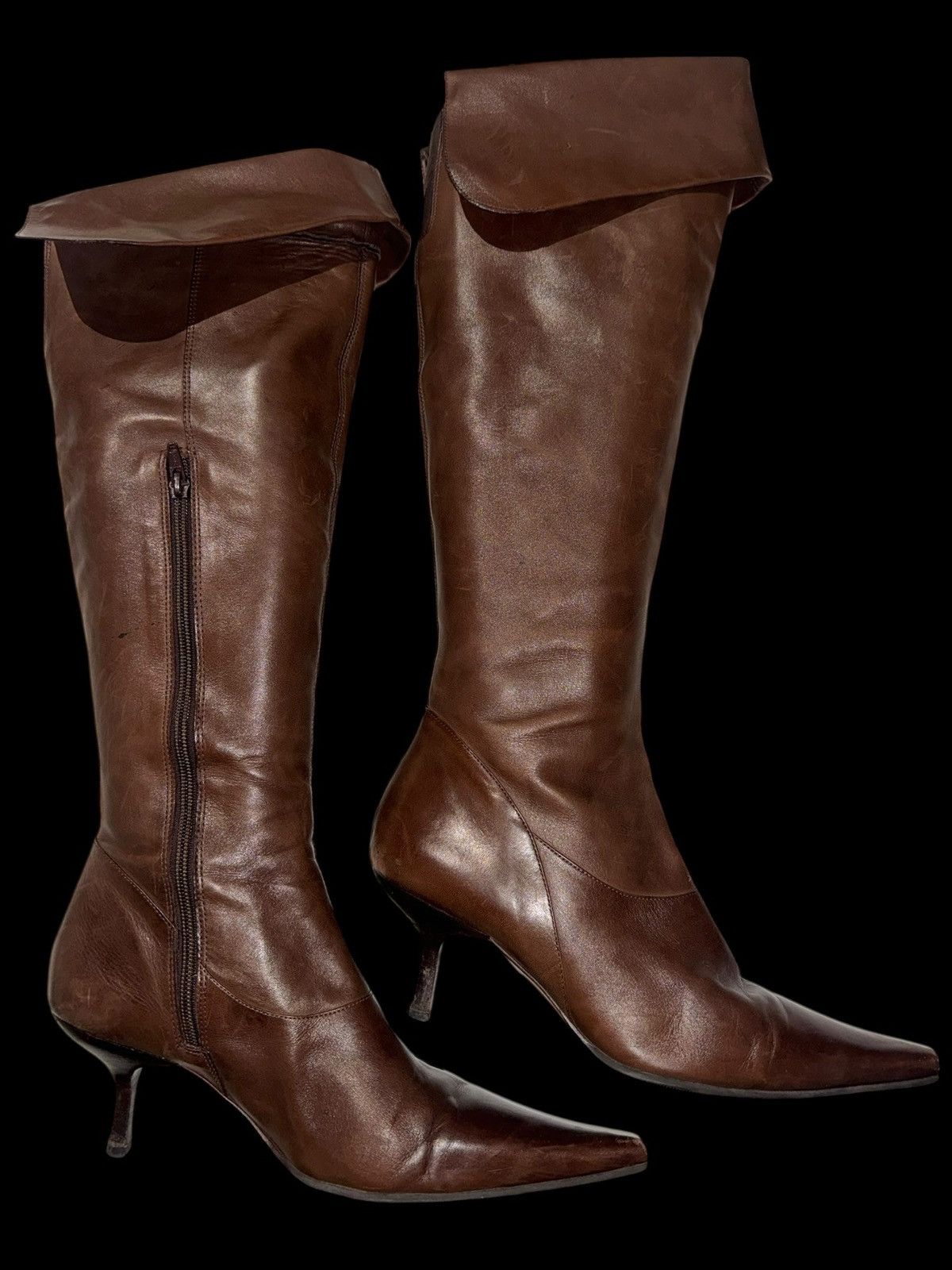Buffalo London Vintage Buffalo Brown Leather Knee High Boots like El Dantes Size US 11 / IT 41 - 3 Thumbnail