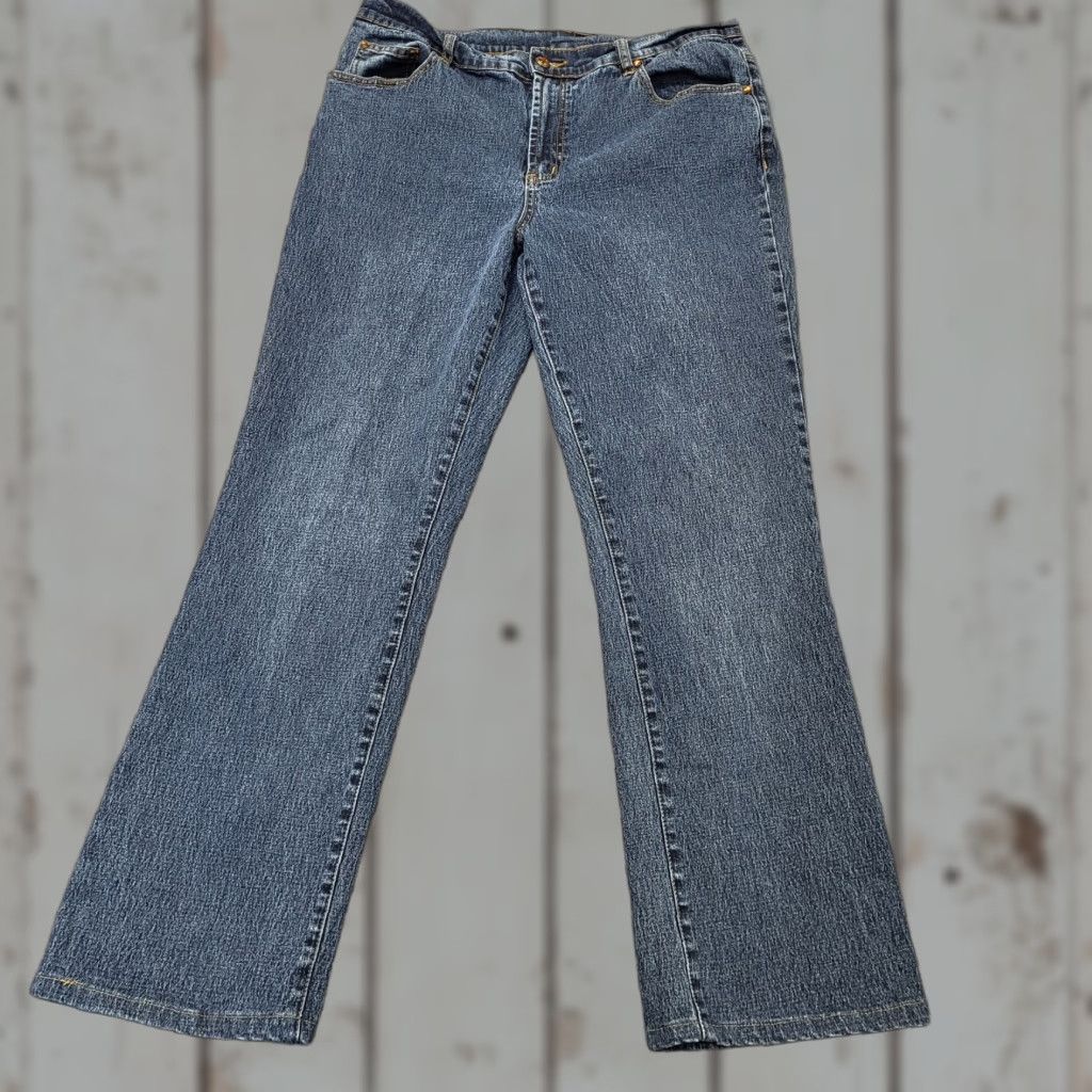 Denime DG2 Diane Gilman Jeans Women’s Size 12 Blue Denim Pants Embroidered Rhinestones Size 34" / US 12 / IT 48 - 1 Thumbnail
