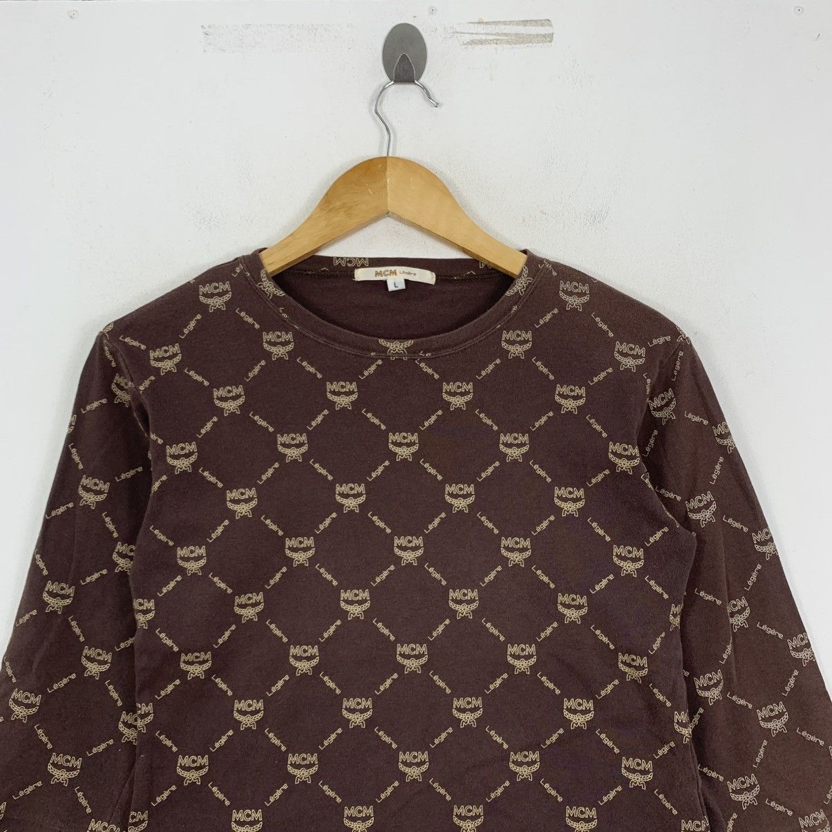 MCM Vintage 90s MCM LEGERE Monogram Overprint Long Sleeve Tshirt Size L / US 10 / IT 46 - 3 Thumbnail