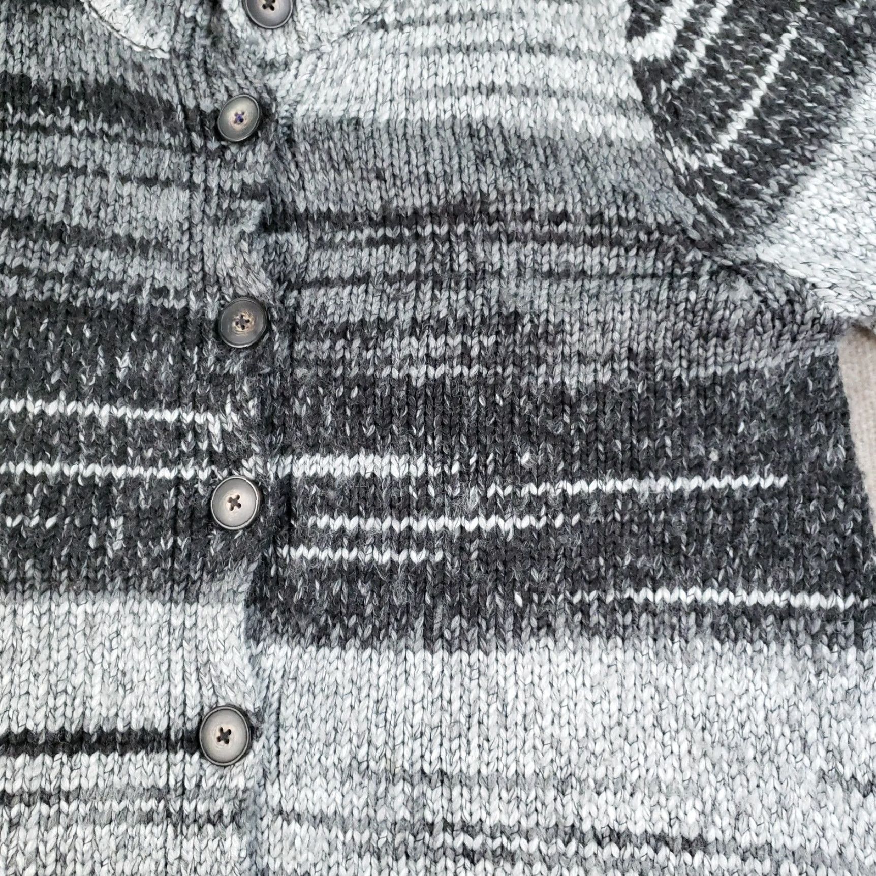 J. Jill J. Jill Cardigan Sweater Womens Large Gray Stripe Chunky Knit Button Front Size S / US 4 / IT 40 - 6 Thumbnail