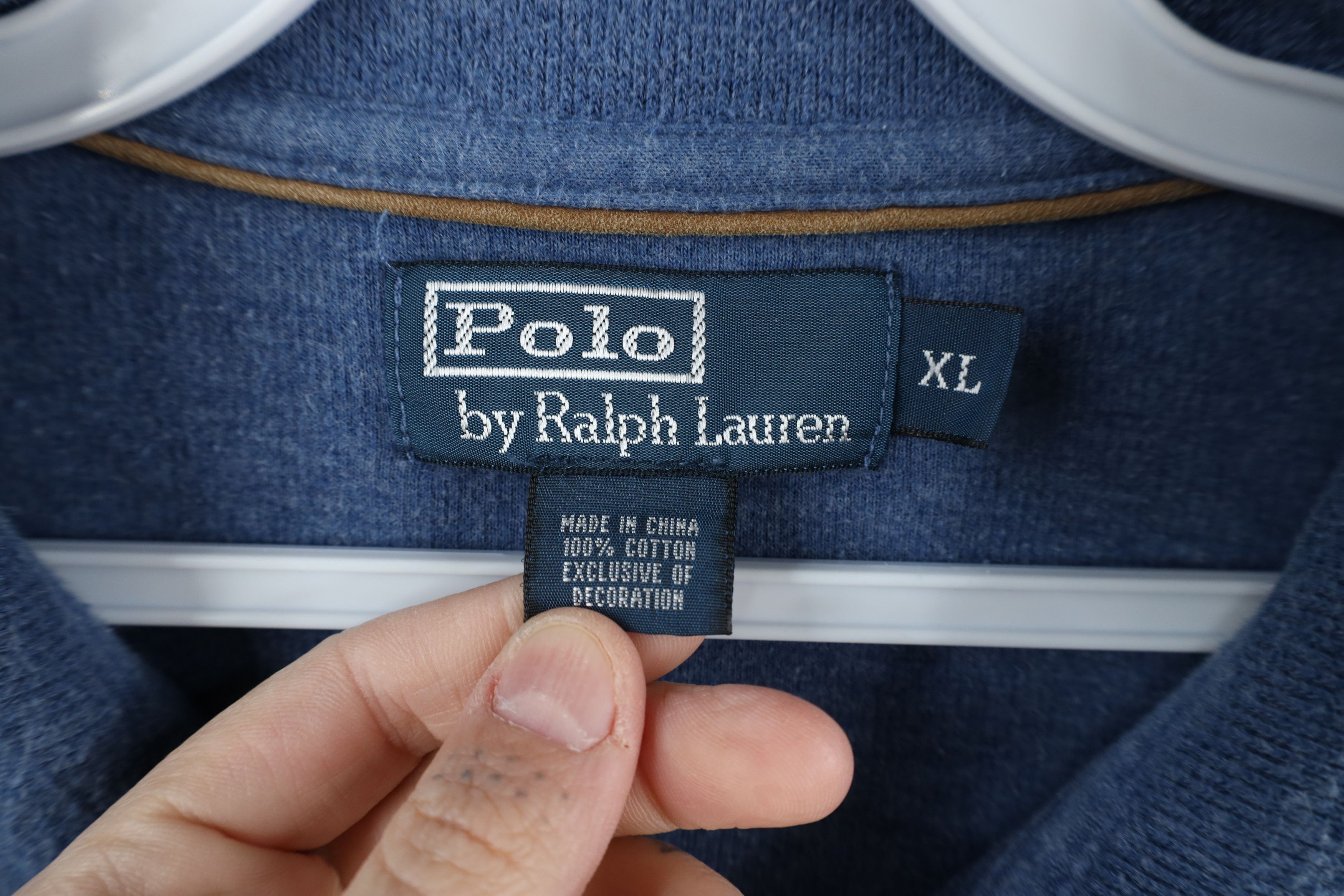 Ralph Lauren × Vintage Vintage 90s Ralph Lauren Ribbed Knit Half Zip Sweater Blue Size US XL / EU 56 / 4 - 10 Thumbnail