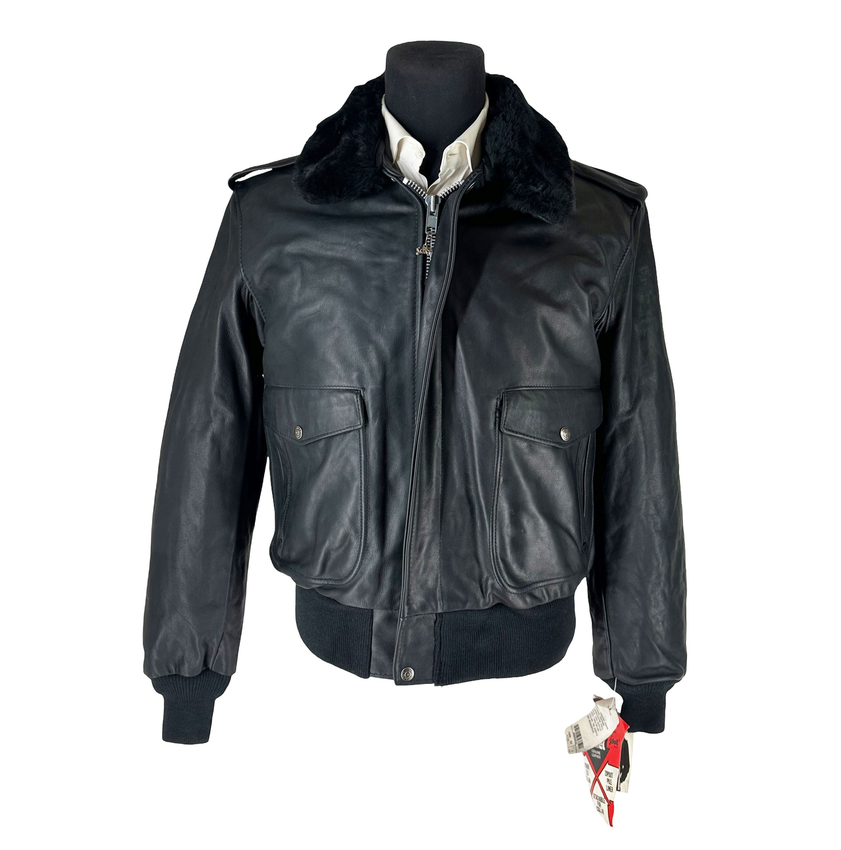 Schott Black Schott NYC Type A-2 Leather G1 Bomber Flight Jacket 42 Size US L / EU 52-54 / 3 - 2 Thumbnail