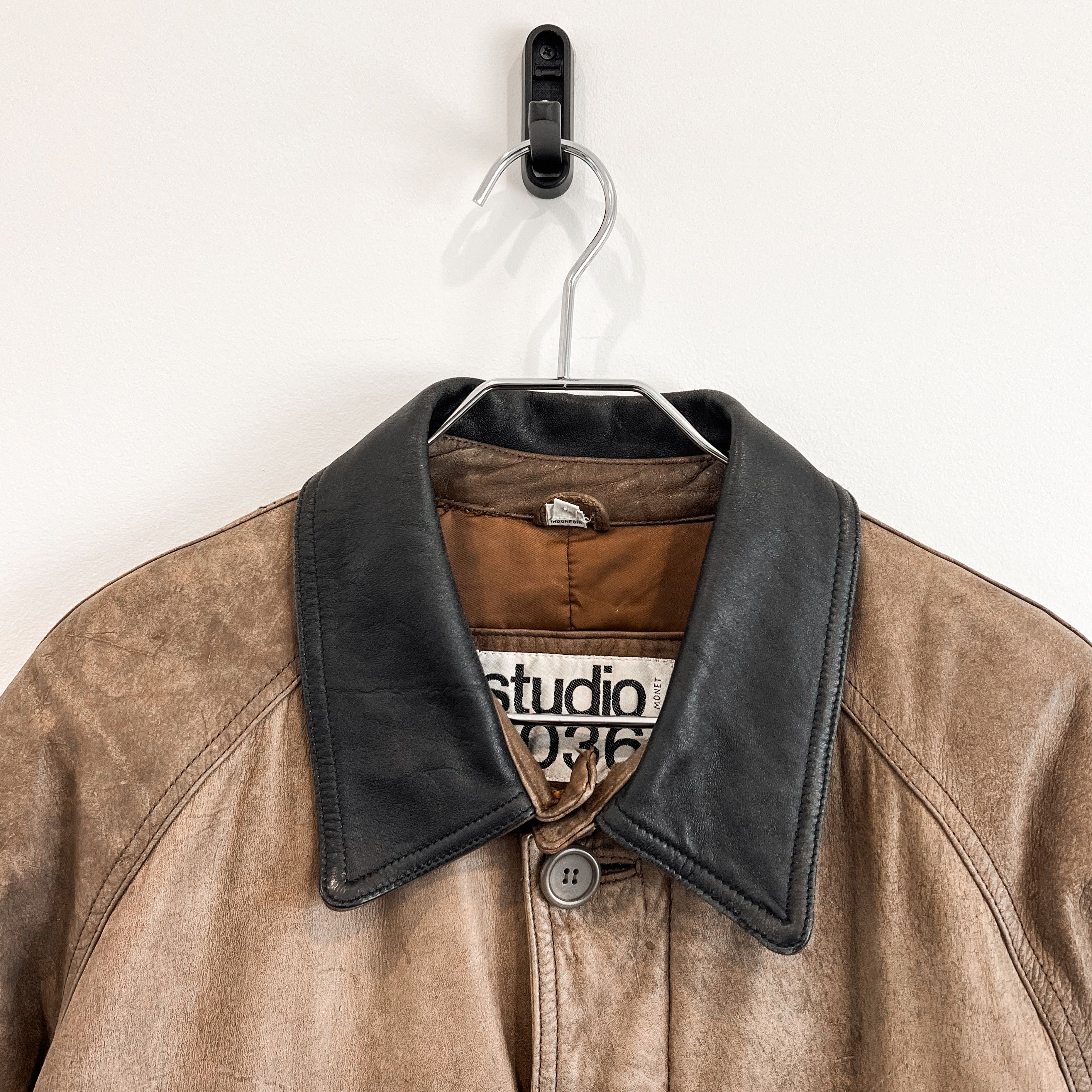 Vintage Super Rare VTG Studio 7036 Leather Western Long Coat Jacket Size US L / EU 52-54 / 3 - 4 Thumbnail