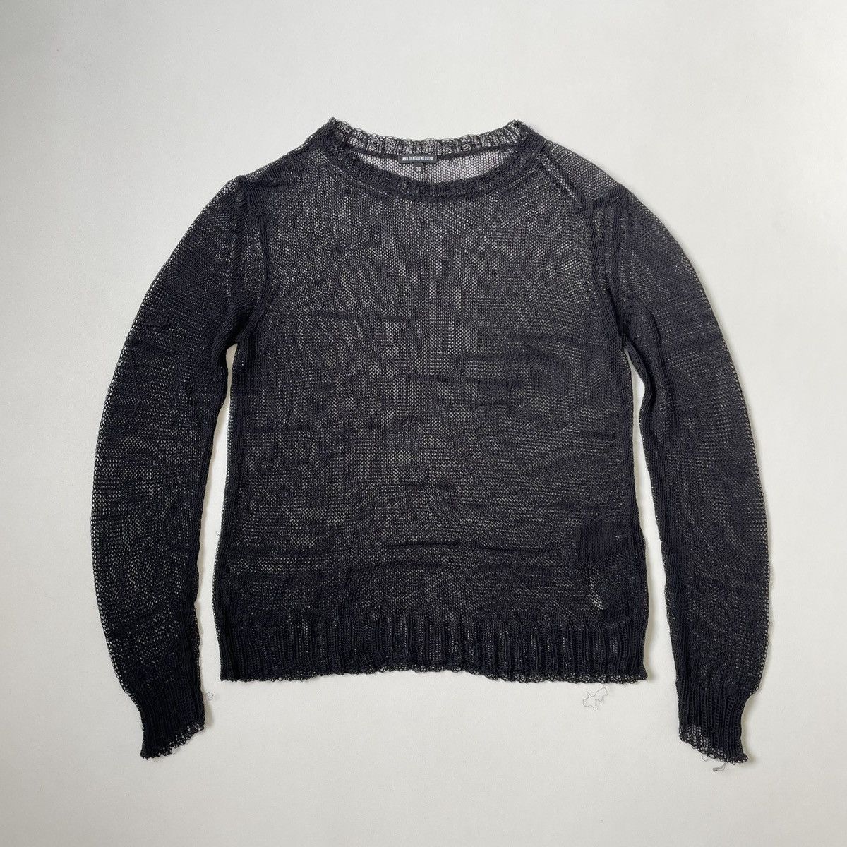 Ann Demeulemeester Black Cotton ‘Punk Distressed’ Cobweb Knit Size S / US 4 / IT 40 - 1 Thumbnail