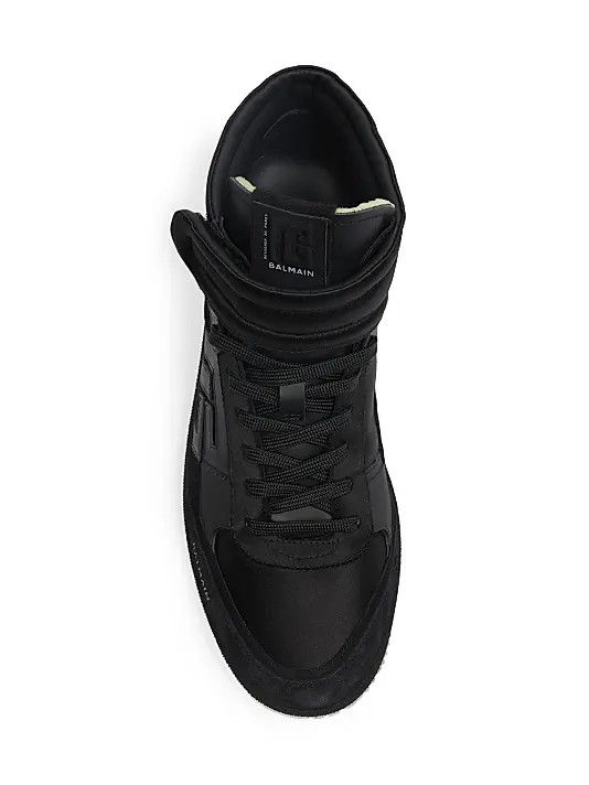 Balmain o1s1wg111225 Swan Mid-Top Leather Sneakers in Black Size US 7 / EU 40 - 4 Thumbnail