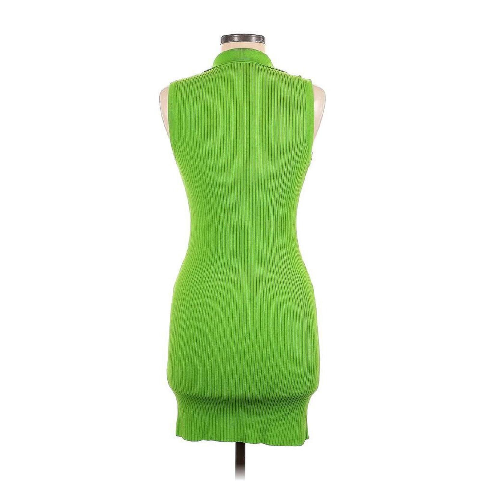 Zara Zara Green Button up Collared Knit Dress Size M / US 6-8 / IT 42-44 - 3 Thumbnail