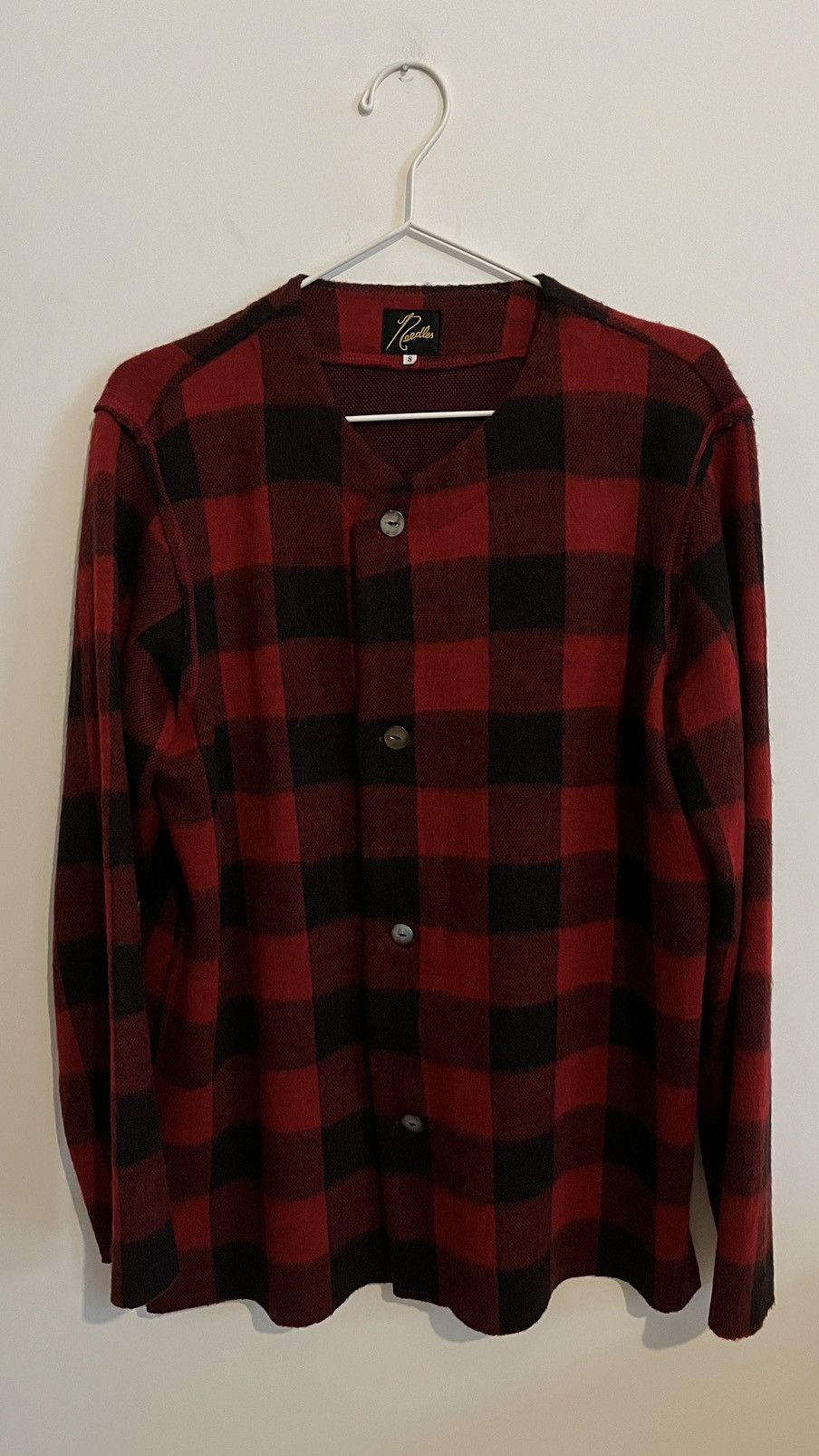 image of Needles Cut Off Crew Neck Shirt S/46 Wool Red, Men's (Size Small)