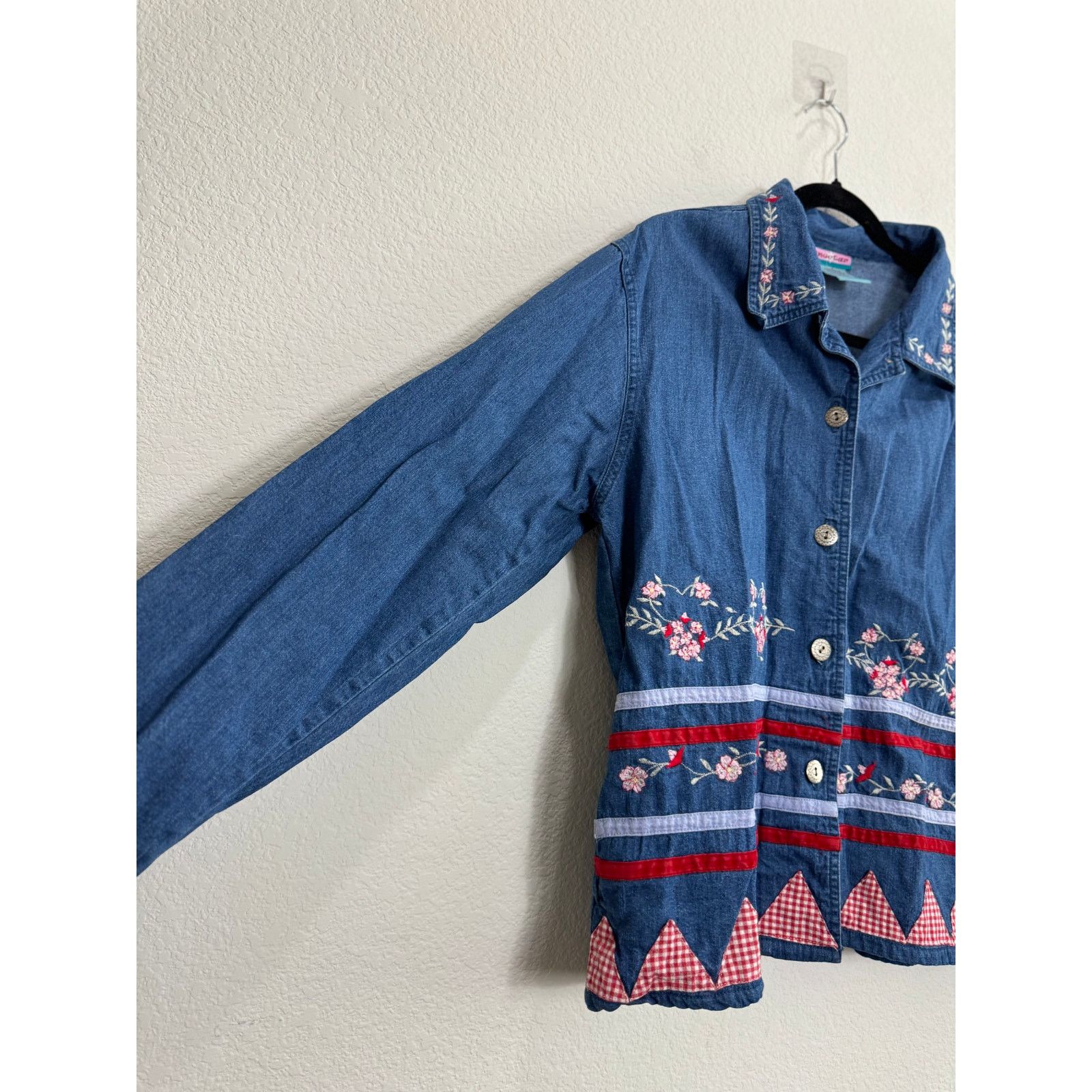Other Women's Blue Denim Button-Up Shirt Jacket Embroidered Large Size L / US 10 / IT 46 - 5 Thumbnail