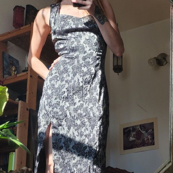 Vintage Vintage Two Roads 2R Maxi Floral Evening Dress Side Slit - S Size S / US 4 / IT 40 - 7 Thumbnail