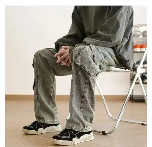 Other Casual Pocket Cargo Pants Straight Trousers Baggy Jeans Size US 32 / EU 48 - 1 Thumbnail