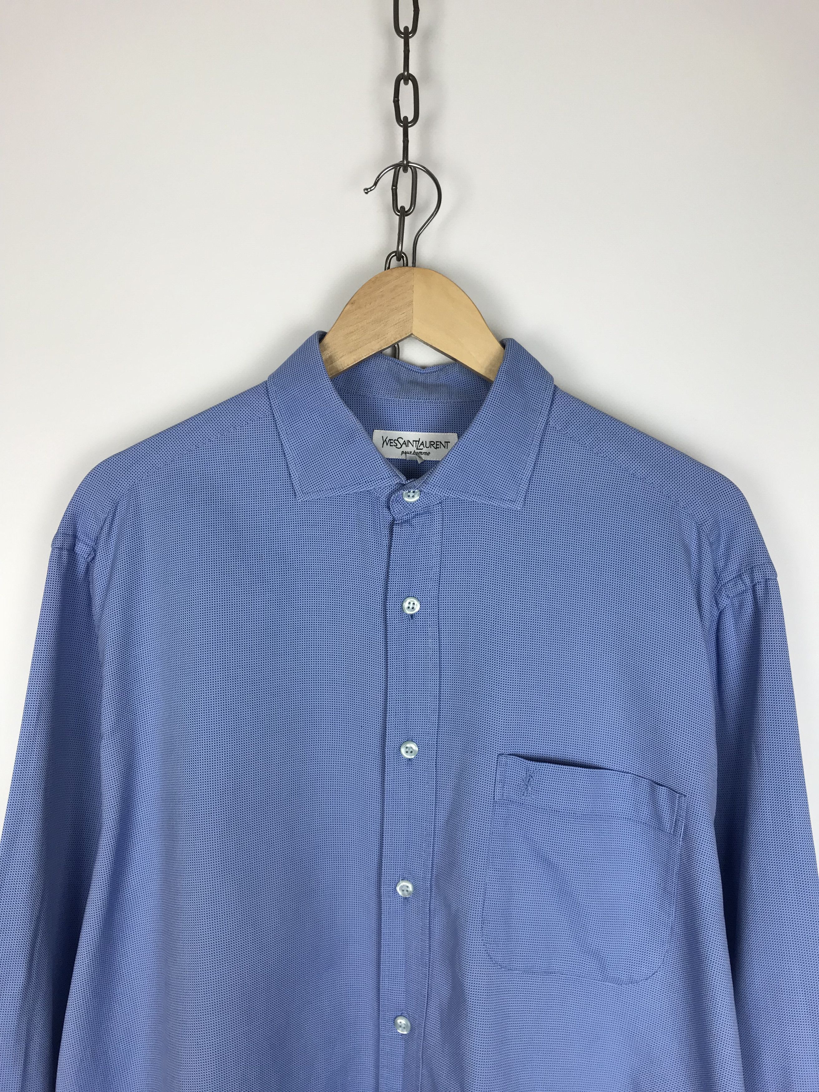Yves Saint Laurent Yves Saint Laurent Shirt Blue Check YSL size 43 (XL) Size US XL / EU 56 / 4 - 3 Thumbnail
