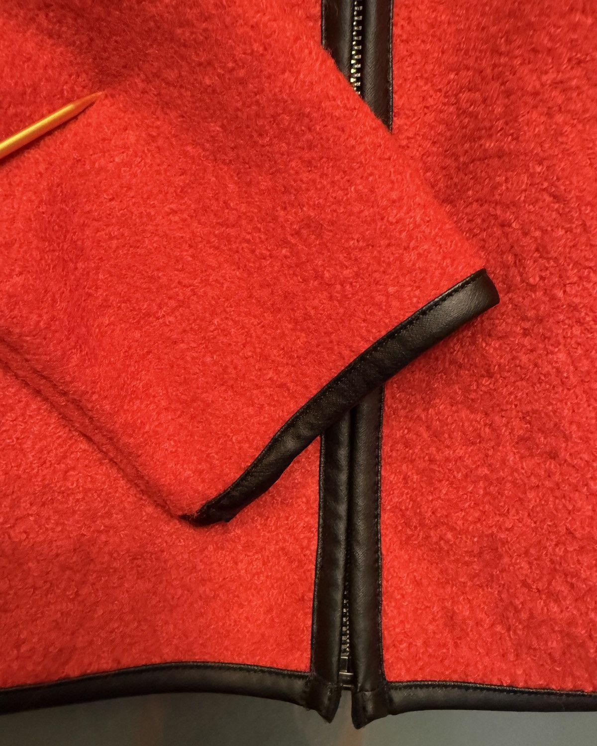Chicos Chico’s Women’s Red Wool Blend Full Zip Faux Leather Size S / US 4 / IT 40 - 4 Thumbnail