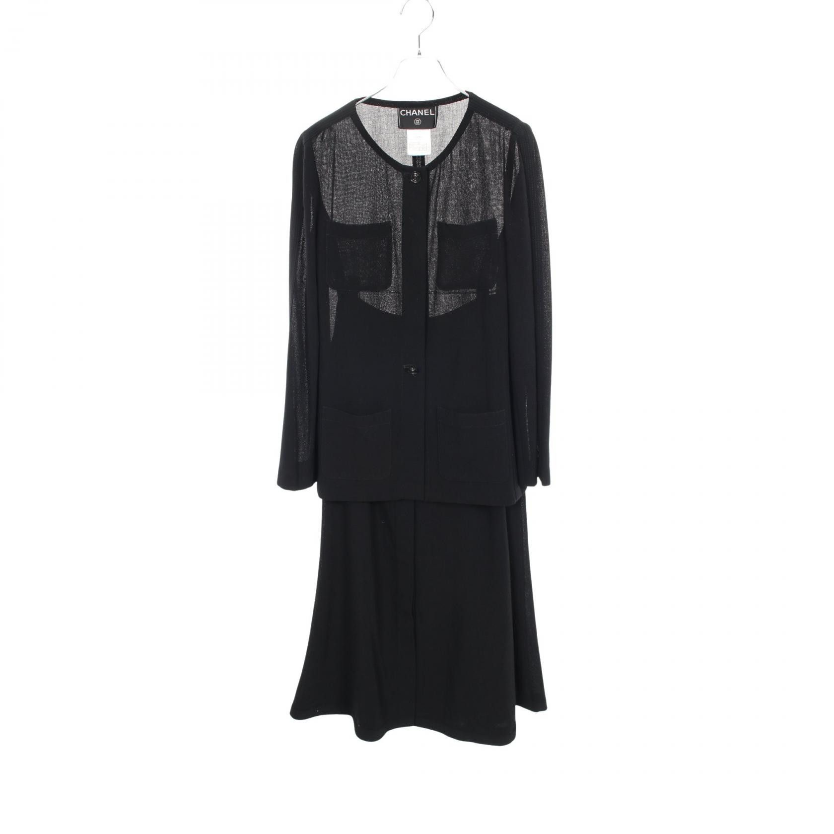 Chanel Chanel Chanel Wool Collarless Suit Textile Suits P12784V07189 DUTY FREE for USA Size ONE SIZE - 1 Thumbnail