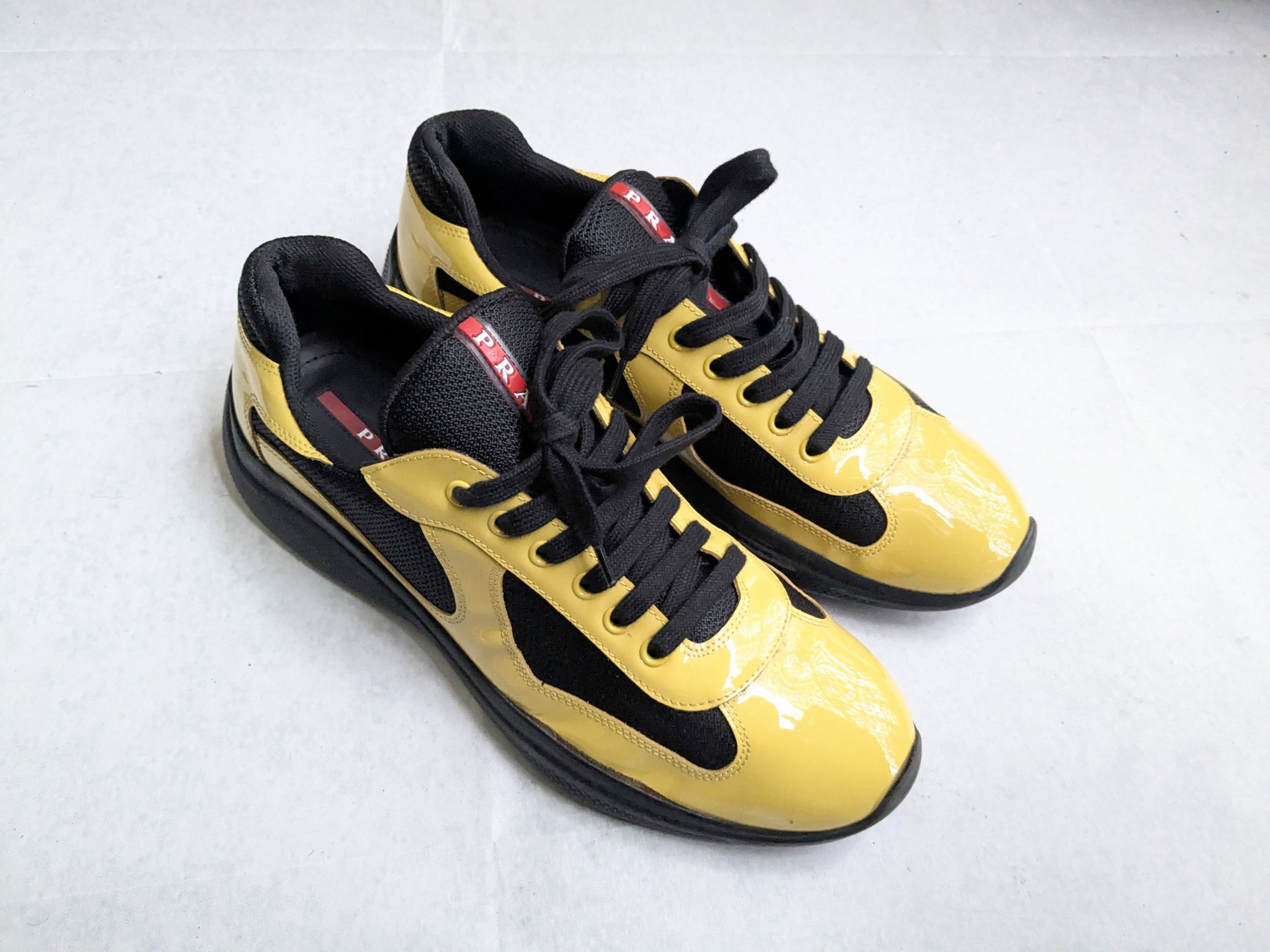 Prada Prada America's Cup Sneakers Yellow Patent Leather Black 10 Size US 10 / EU 43 - 4 Thumbnail