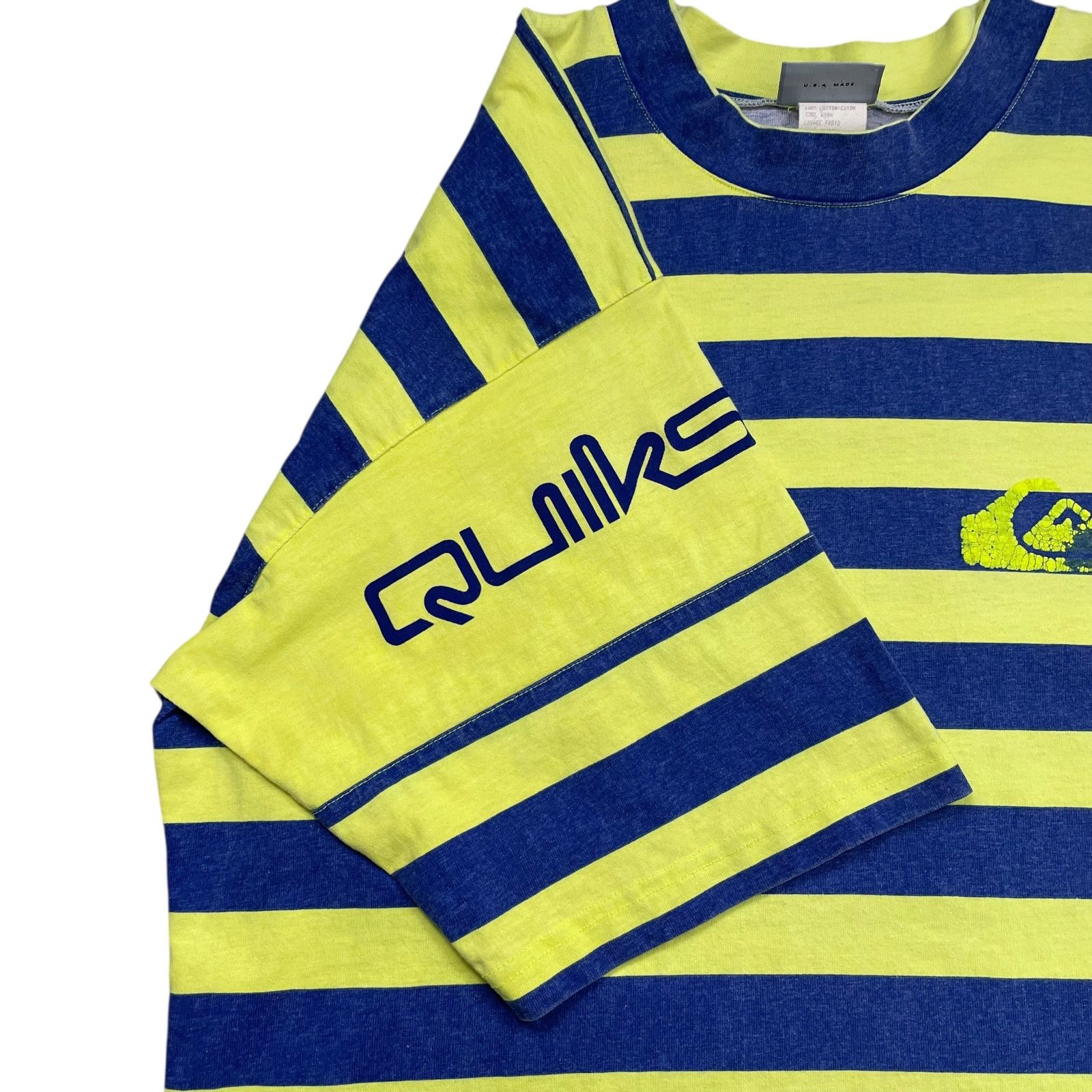 Quiksilver VTG 90s QUICKSILVER STRIPED LOGO SURF SKATE T-SHIRT NEON Size US XL / EU 56 / 4 - 3 Thumbnail