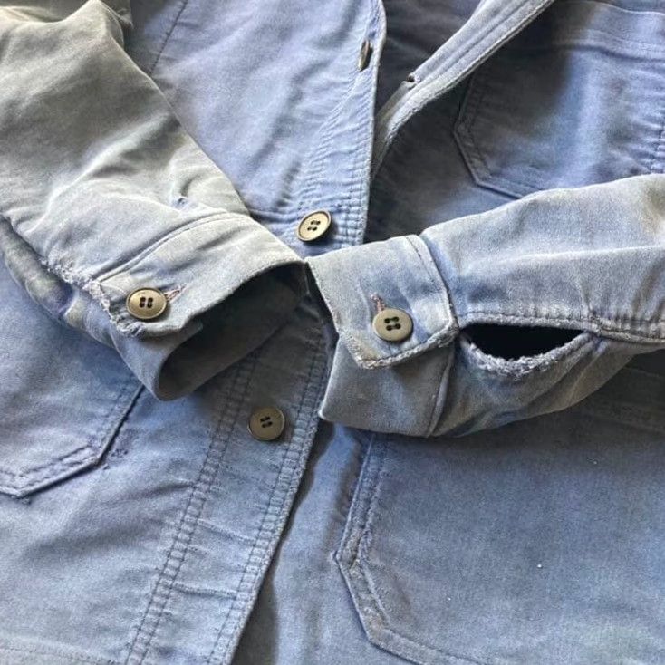 Vintage VINTAGE LE LABOUREUR Work Jacket Blue Moleskin Size S Distressed JPN Mens Size US S / EU 44-46 / 1 - 6 Thumbnail