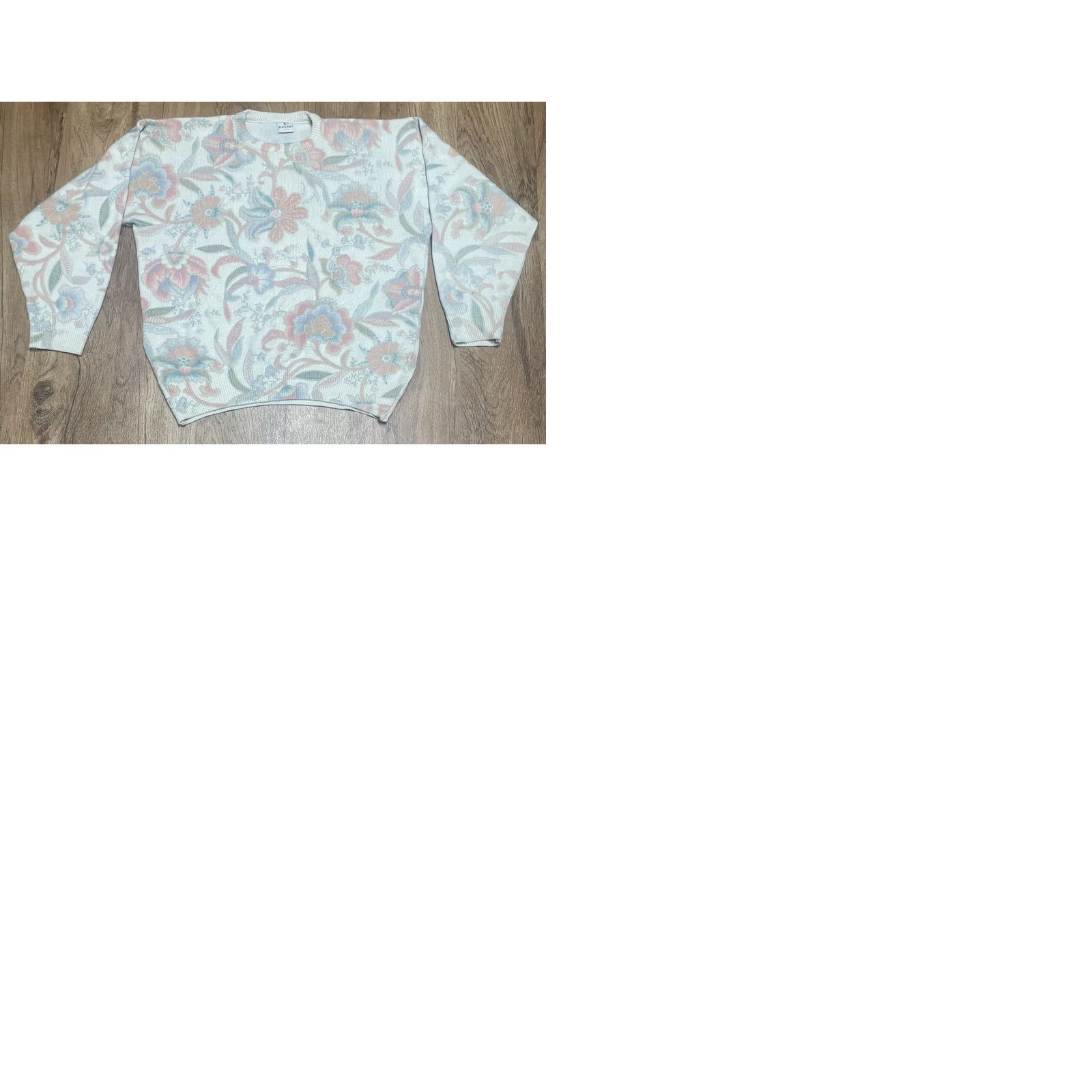 Vintage VINTAGE Women’s Kanaat Triko Knitted Floral Sweater Sz Large Made In Turkey White&Orange Size L / US 10 / IT 46 - 8 Thumbnail