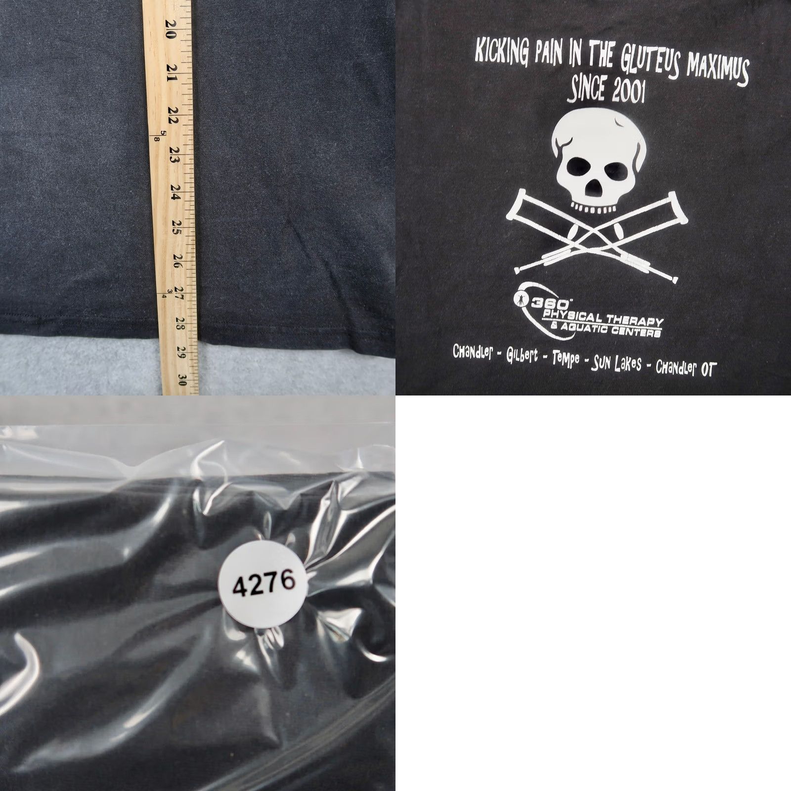 Hanes VTG Black L T-Shirt Graphic Medical Skull Crutches Mens Size US L / EU 52-54 / 3 - 8 Thumbnail