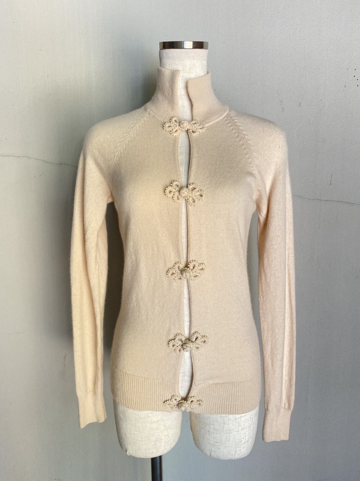 Shanghai Tang SHANGHAI TANGA Brown Soft Knit Mandarin Collar Top Size M / US 6-8 / IT 42-44 - 9 Thumbnail