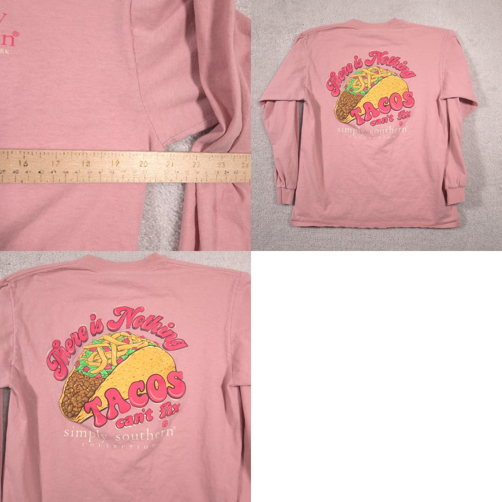 Pinko Simply Southern Shirt Womens Large Pink Tacos Cant Fix Long Sleeve Tee Top Size L / US 10 / IT 46 - 9 Thumbnail