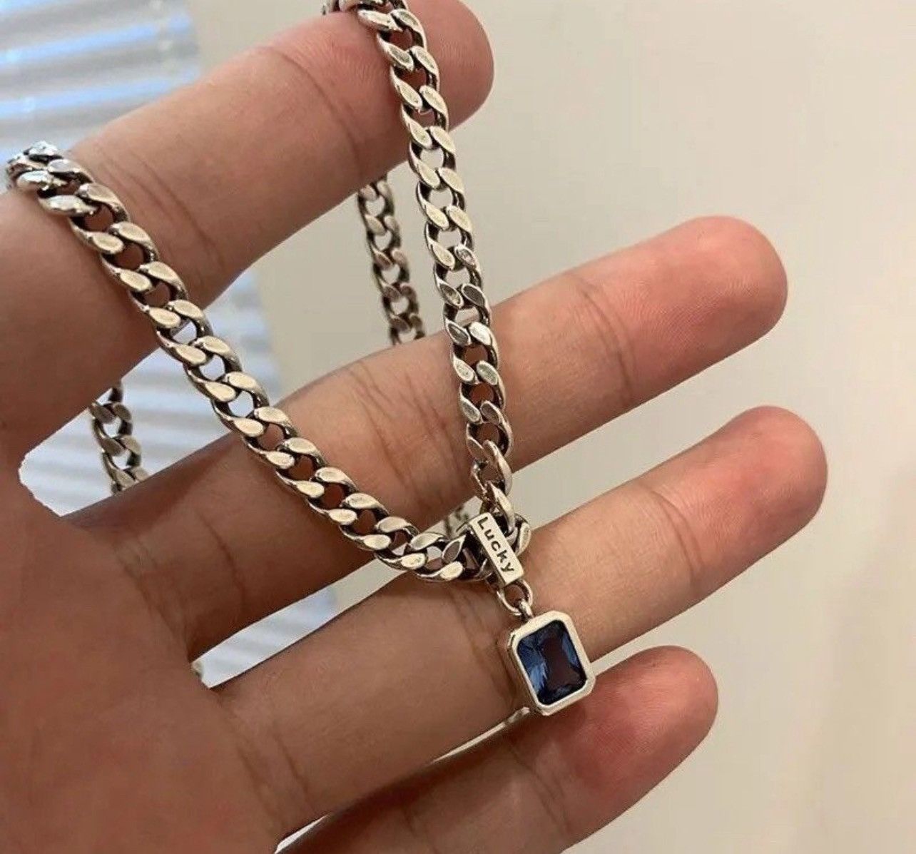 Other Square Blue Zirconia Pendant Necklace Size ONE SIZE - 1 Thumbnail
