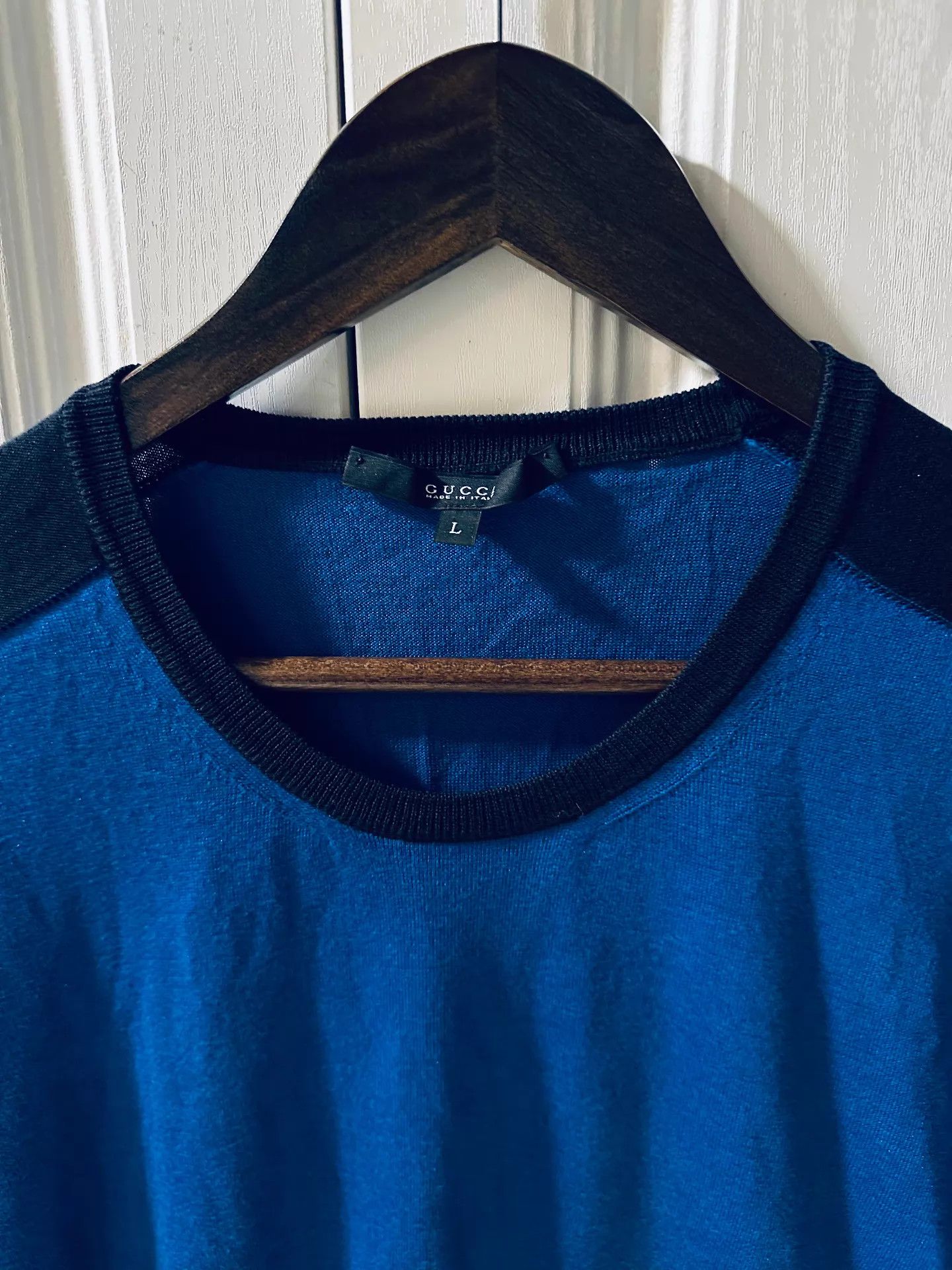 Gucci GUCCI Limited Edition Embroidered Logo Blue Knit Sweater L Size L / US 10 / IT 46 - 3 Thumbnail
