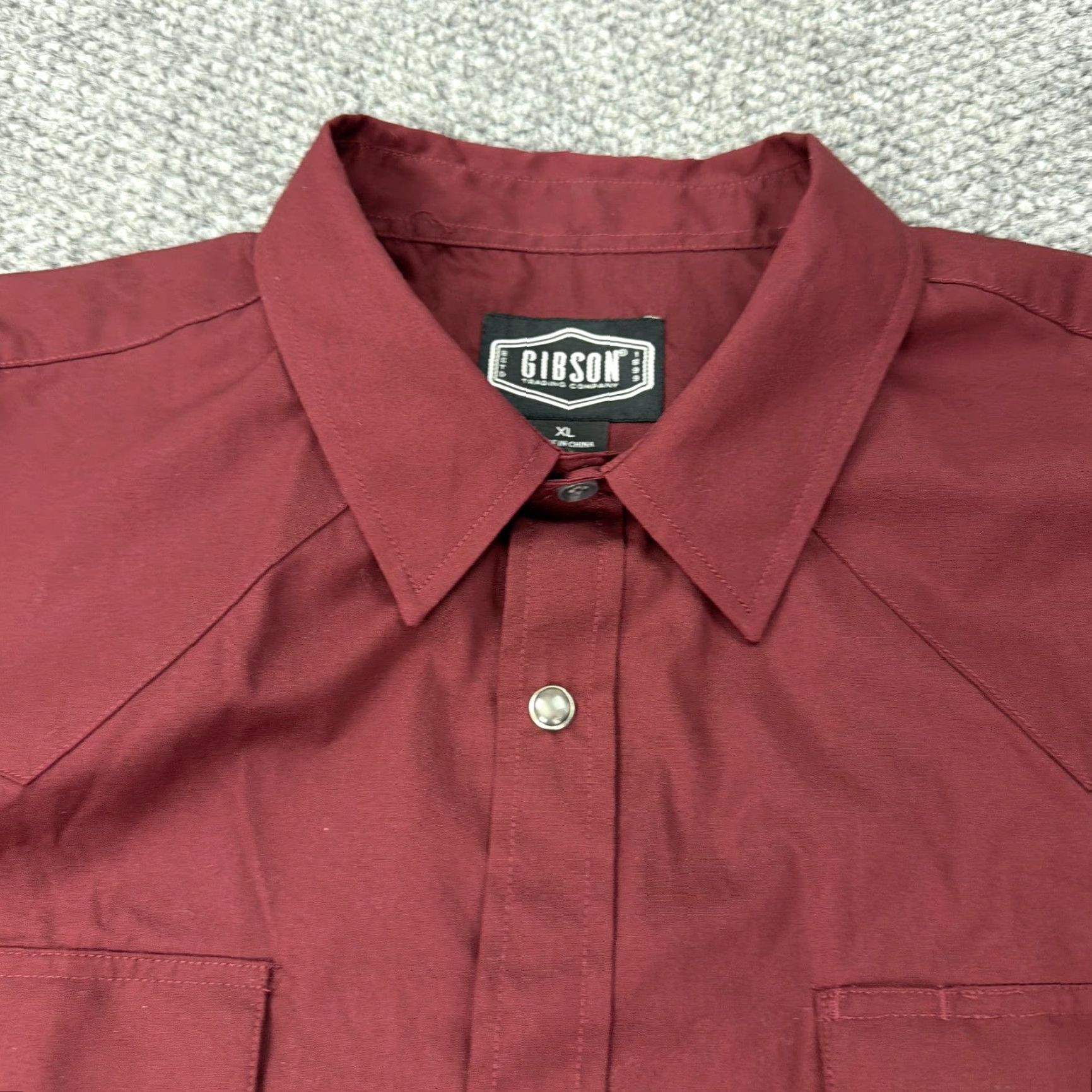 Vintage Gibson Trading Company Shirt Mens XL Burgundy Western Pearl Snap Long Sleeve Size US XL / EU 56 / 4 - 4 Thumbnail
