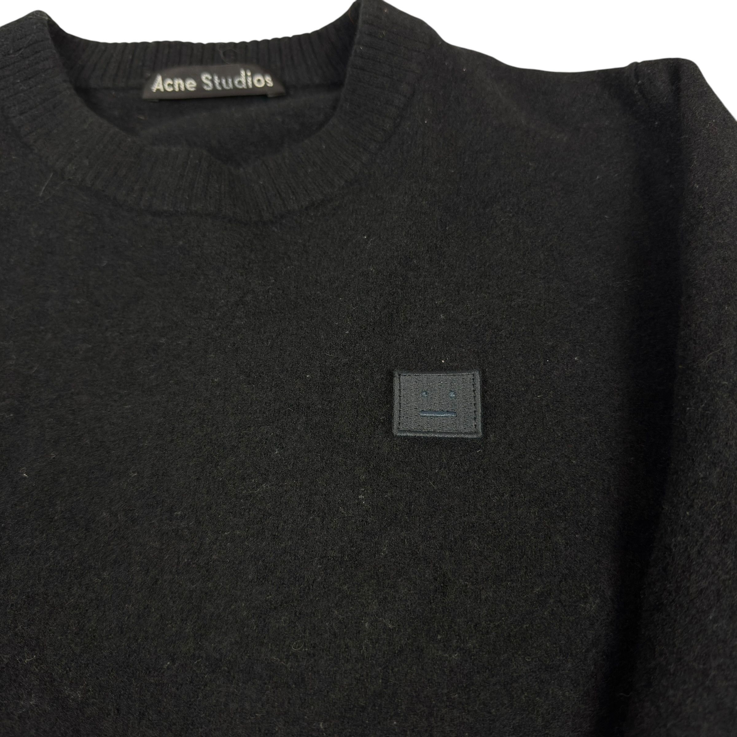 Acne Studios Nalon Face Black Wool Pullover Sweater S