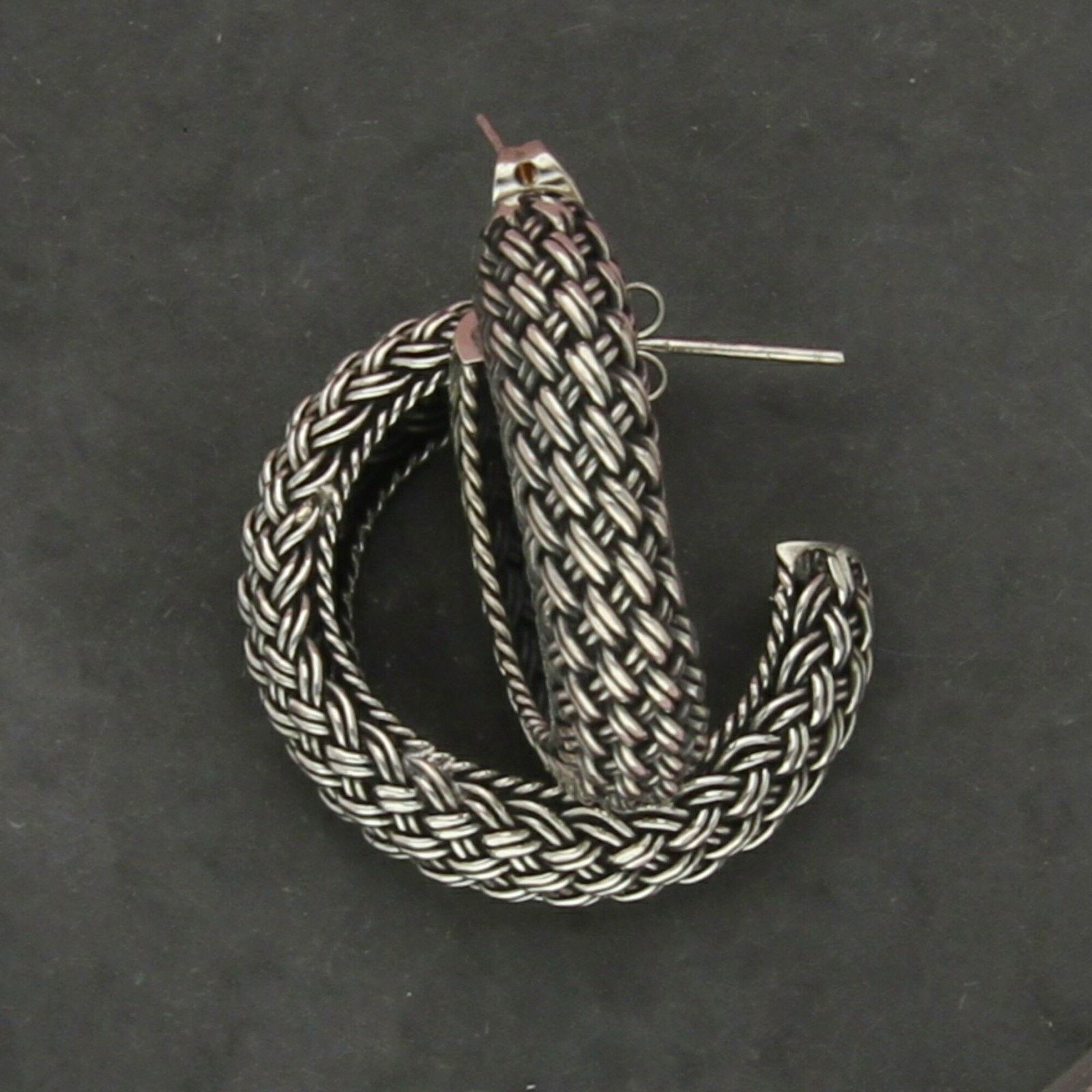 Sterling Silver sterling silver vintage woven hoop earrings Size ONE SIZE - 3 Thumbnail