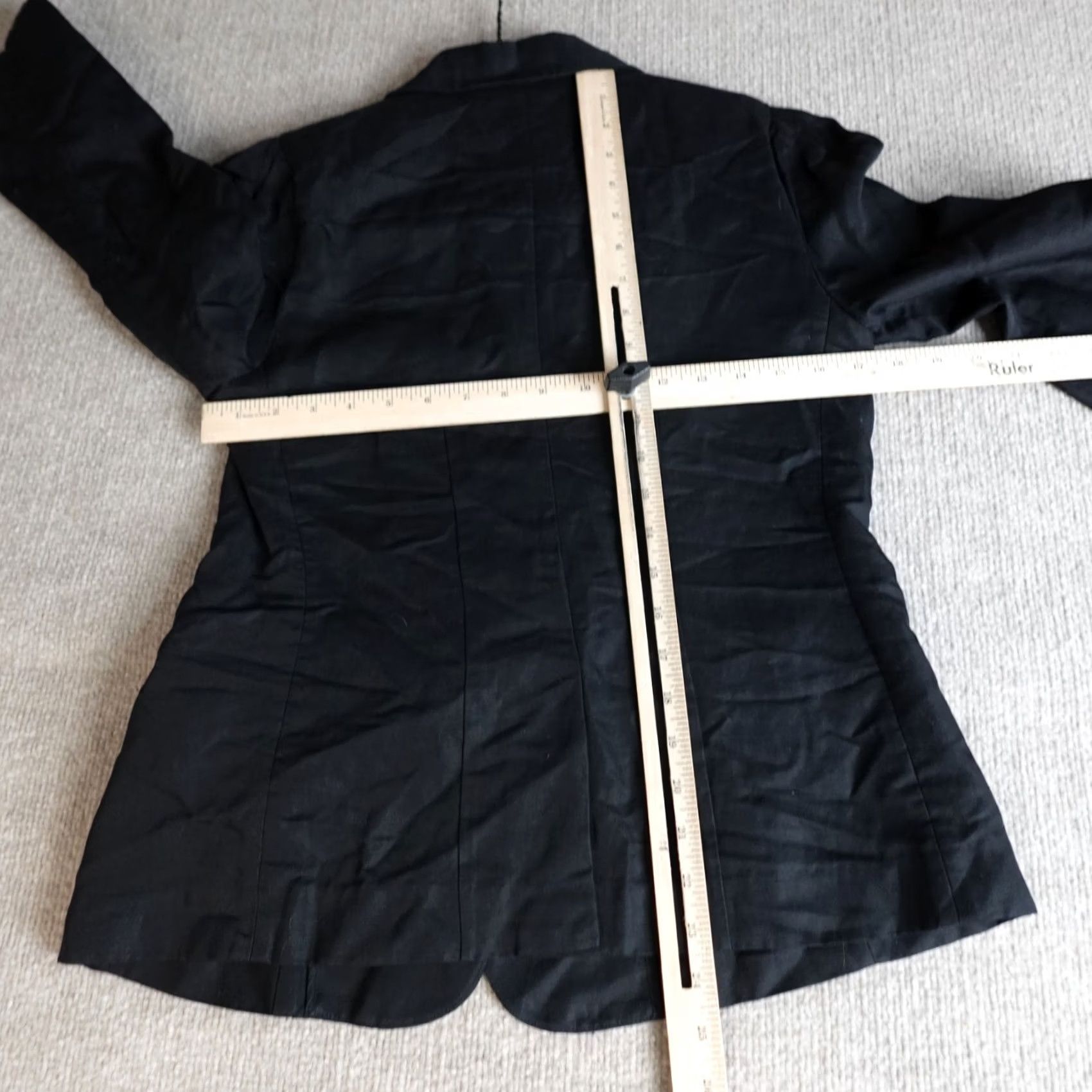 Frame FRAME Blazer Womens Black Solid Linen Blend One Button Working Cuff Shipped Next Business Day Size 6 Size M / US 6-8 / IT 42-44 - 6 Thumbnail